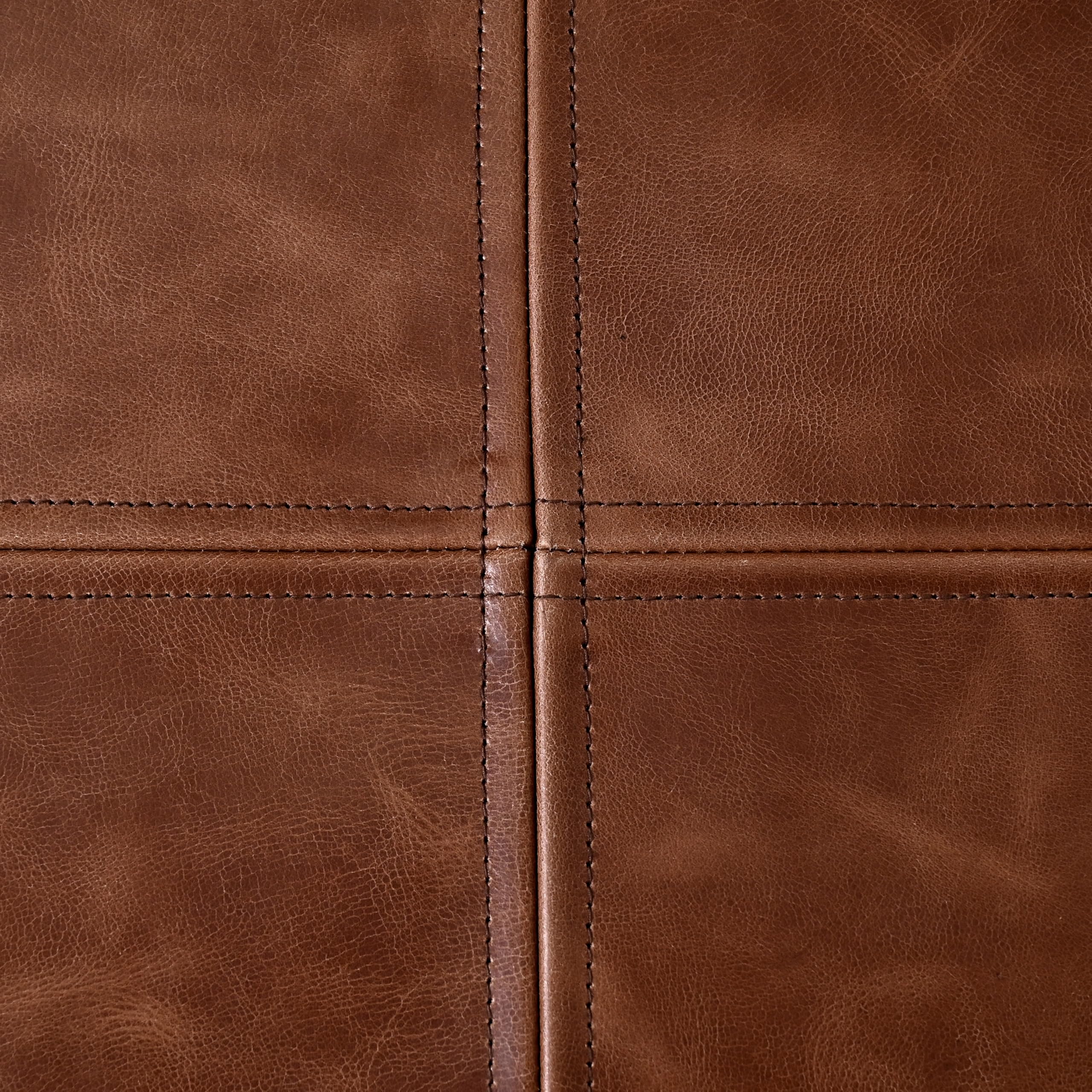 Genuine Leather Pouf Distressed Brown