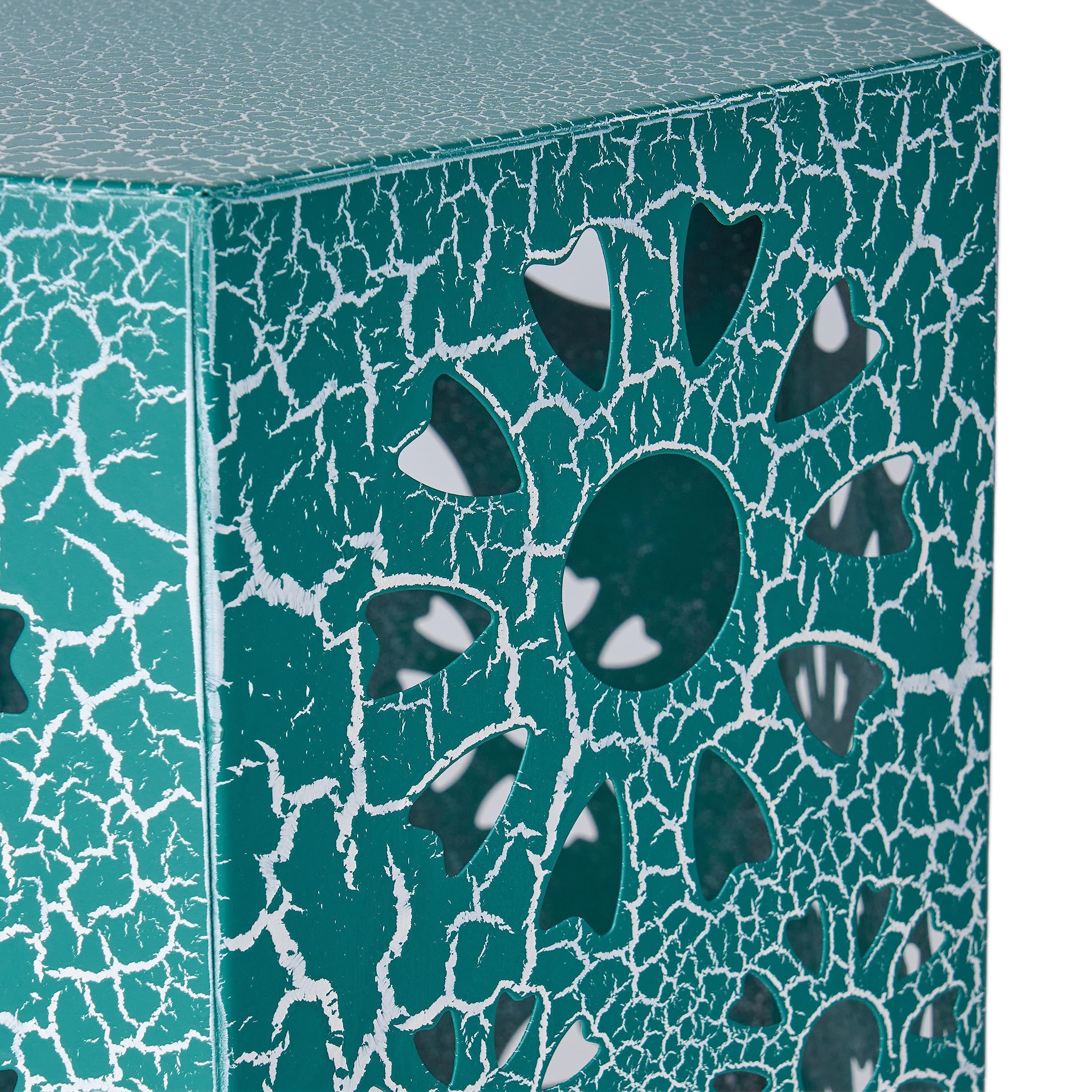 Hexagonal Outdoor Side Table with Sunburst Design