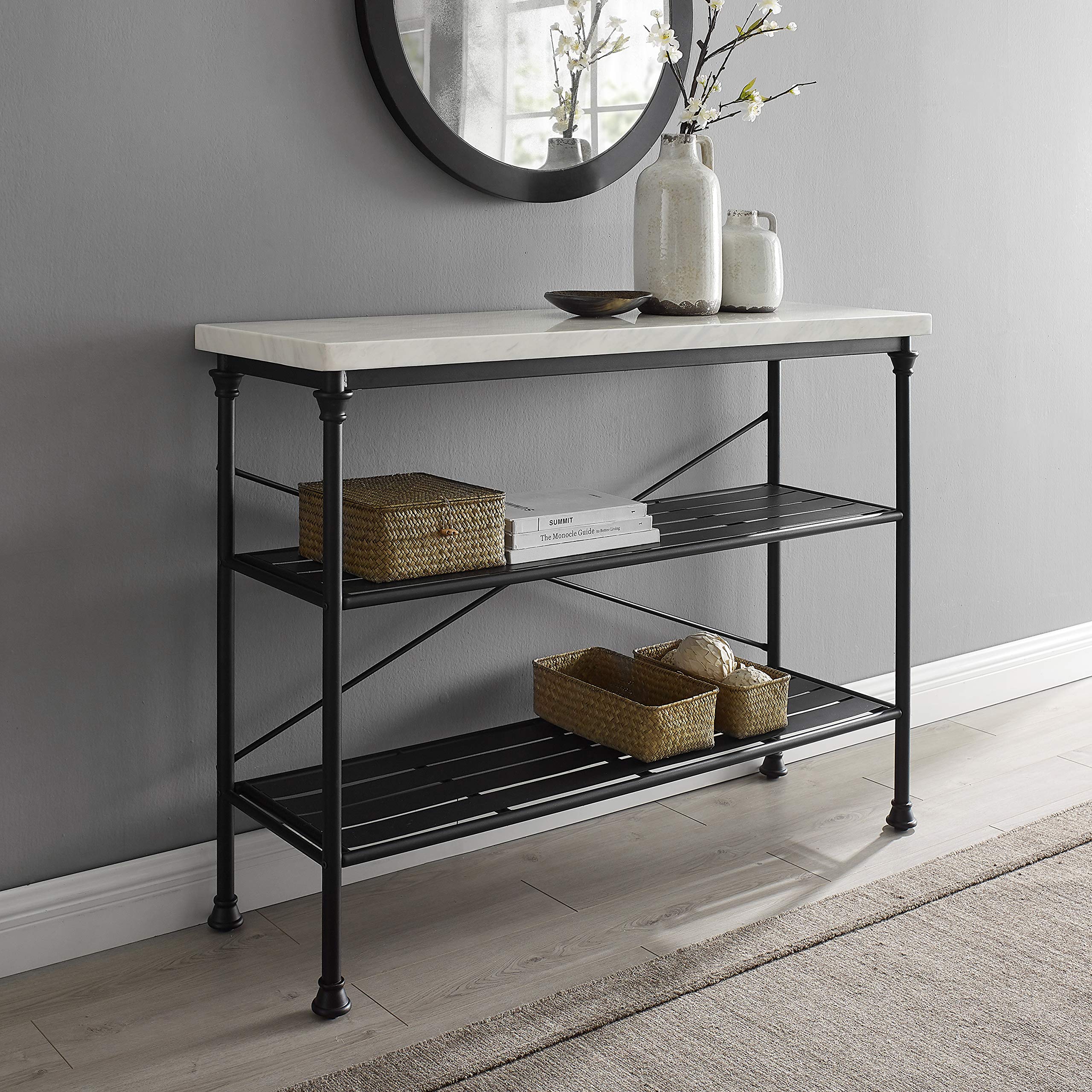 Madeleine Sofa Console Table with Storage Shelves