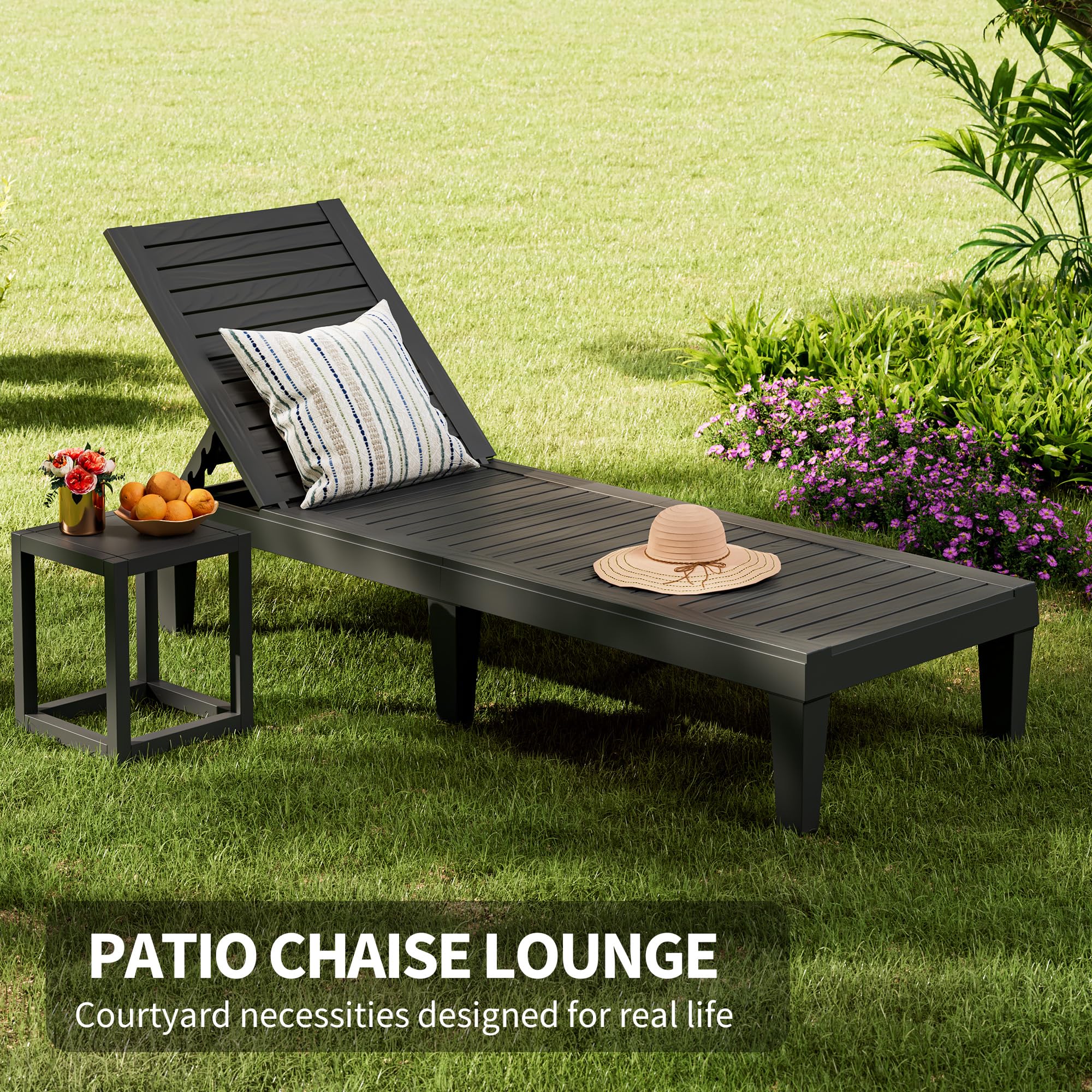 Outdoor Chaise Lounge Chairs Set of 2 - 5-Position Adjustable