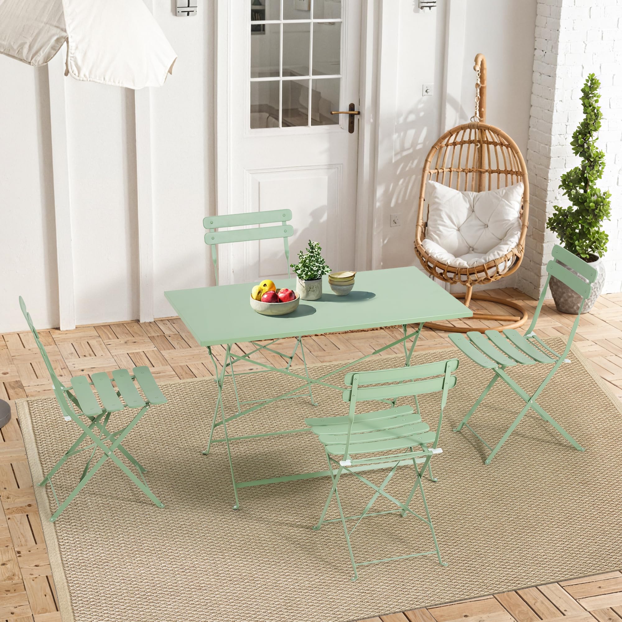 5-Piece Foldable Patio Dining Set - Rectangular Table with 4 Chairs