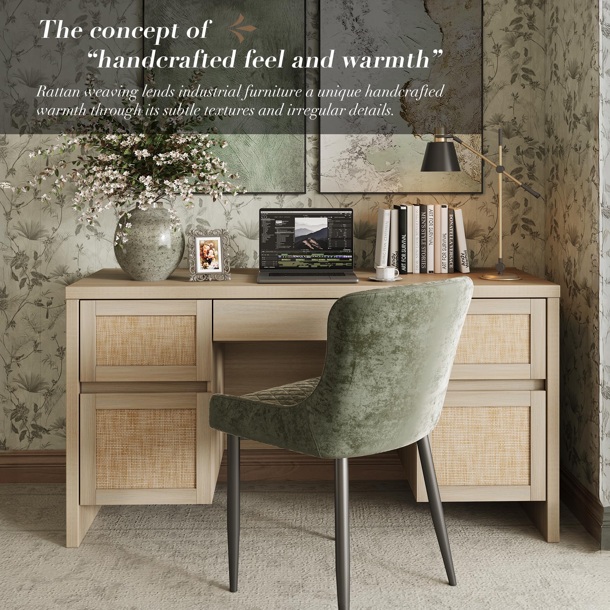 Executive Desk with 5 Drawers and Charging Station