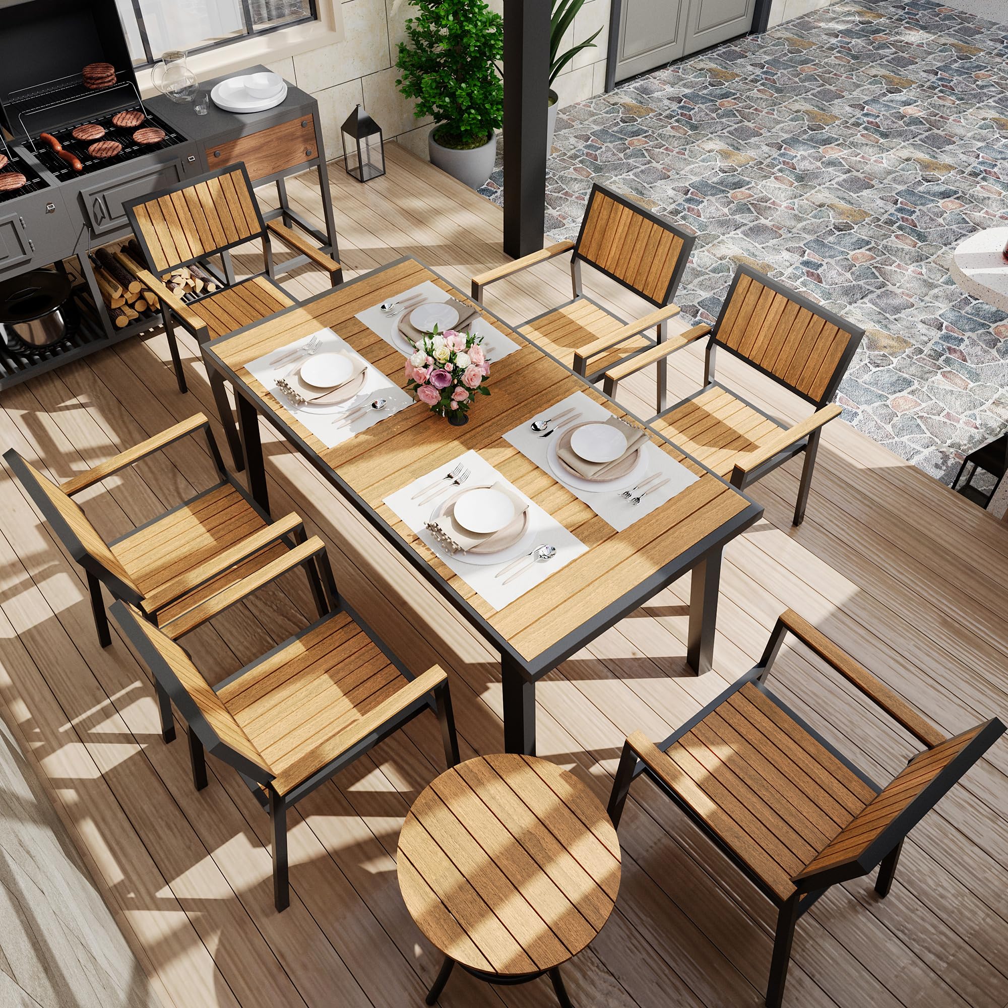 8-Piece Aluminum Patio Dining Set with Stackable Chairs