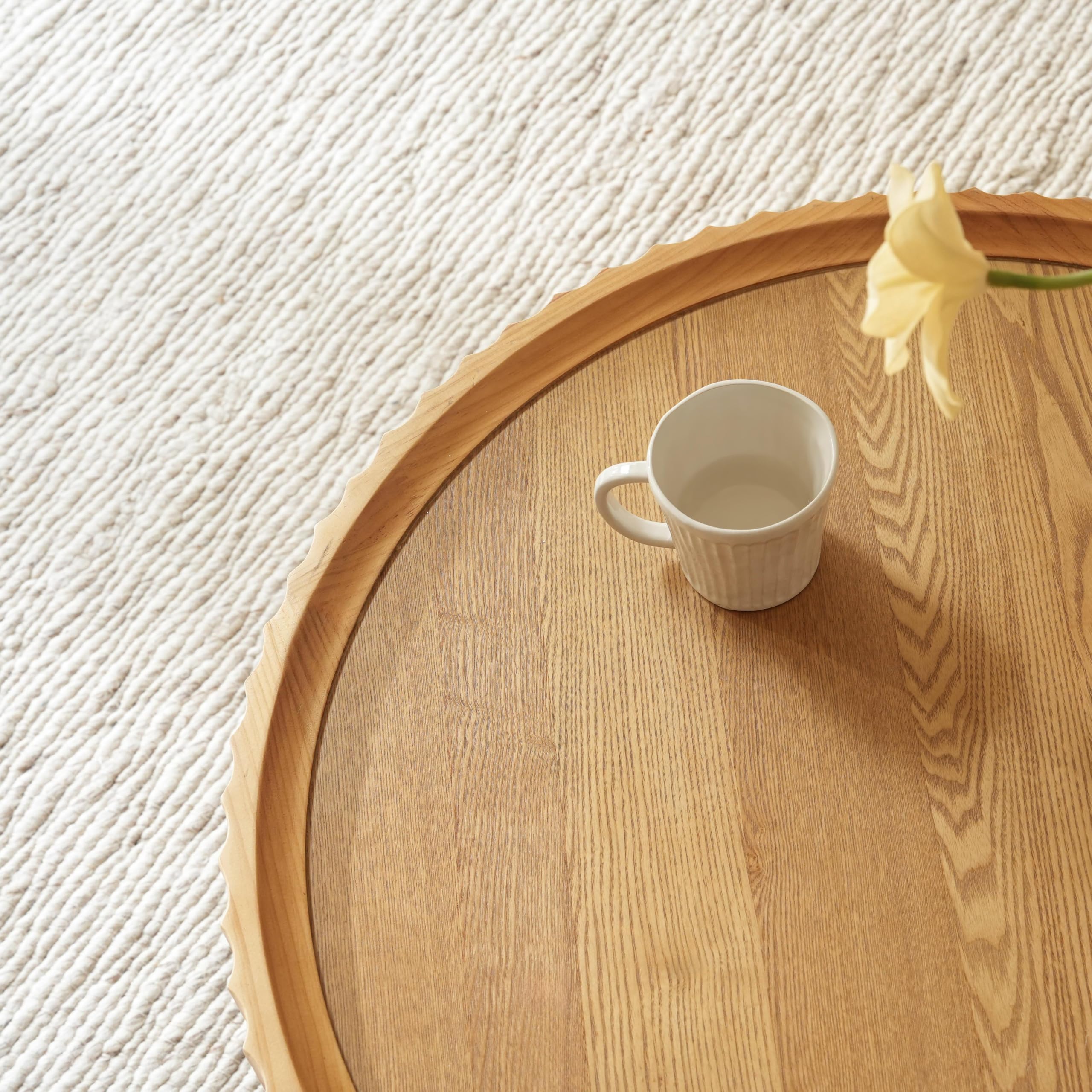 Round Fluted Drum Coffee Table with Storage