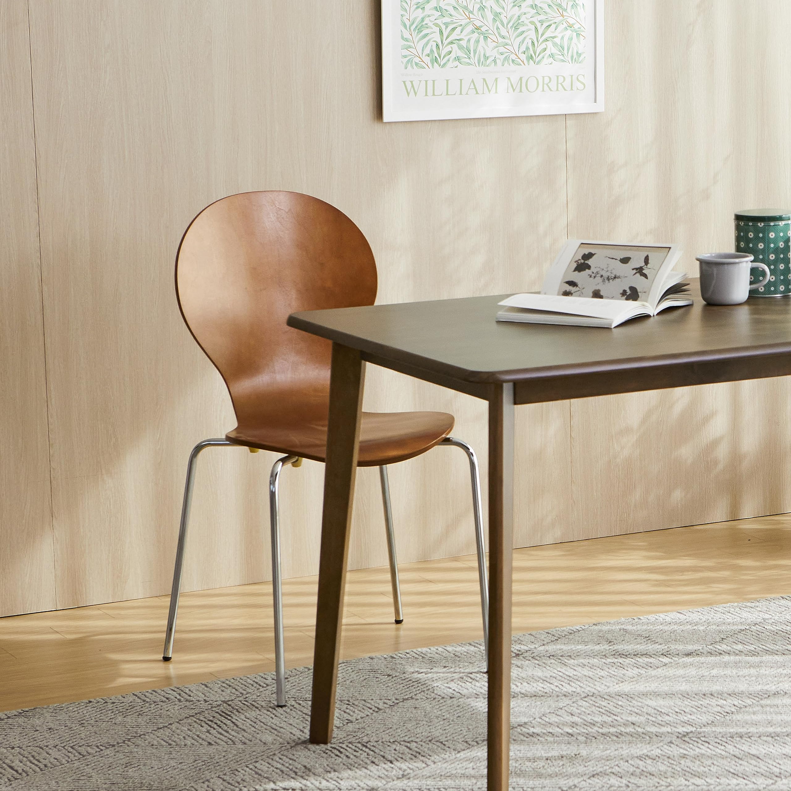 Mid-Century Modern Wooden Dining Chairs Set of 2