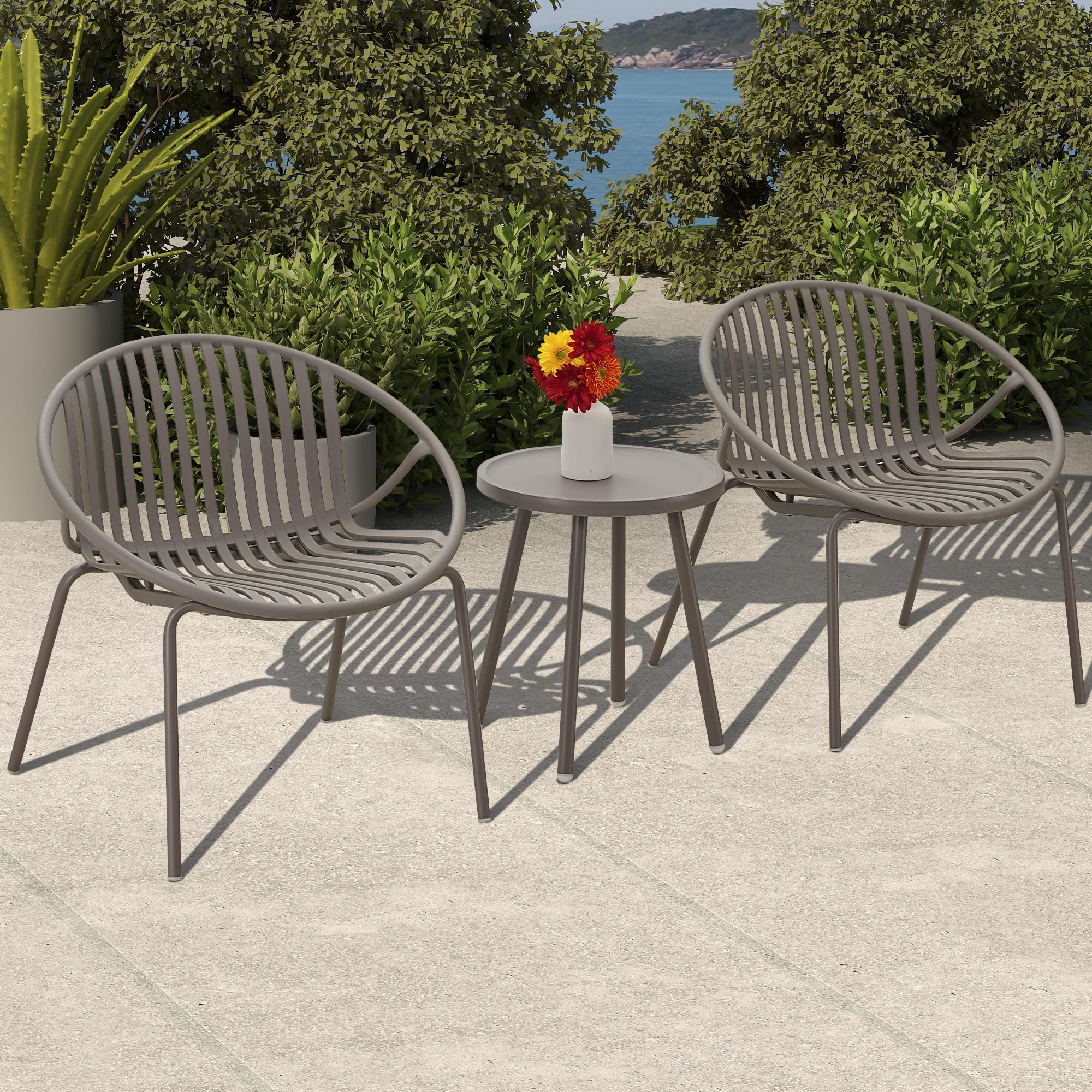 3-Piece Patio Bistro Set with Table and Chairs