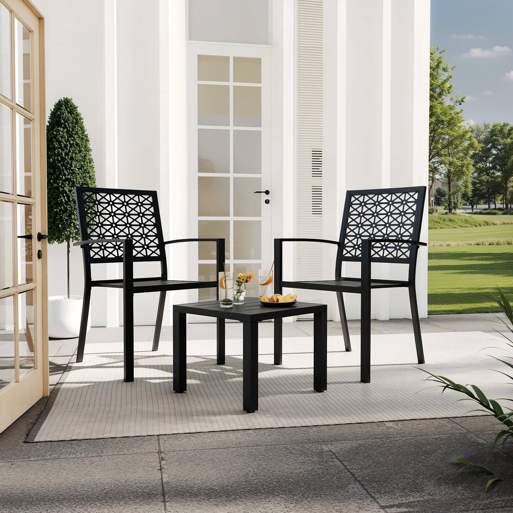 3 Piece Patio Bistro Set with Coffee Table