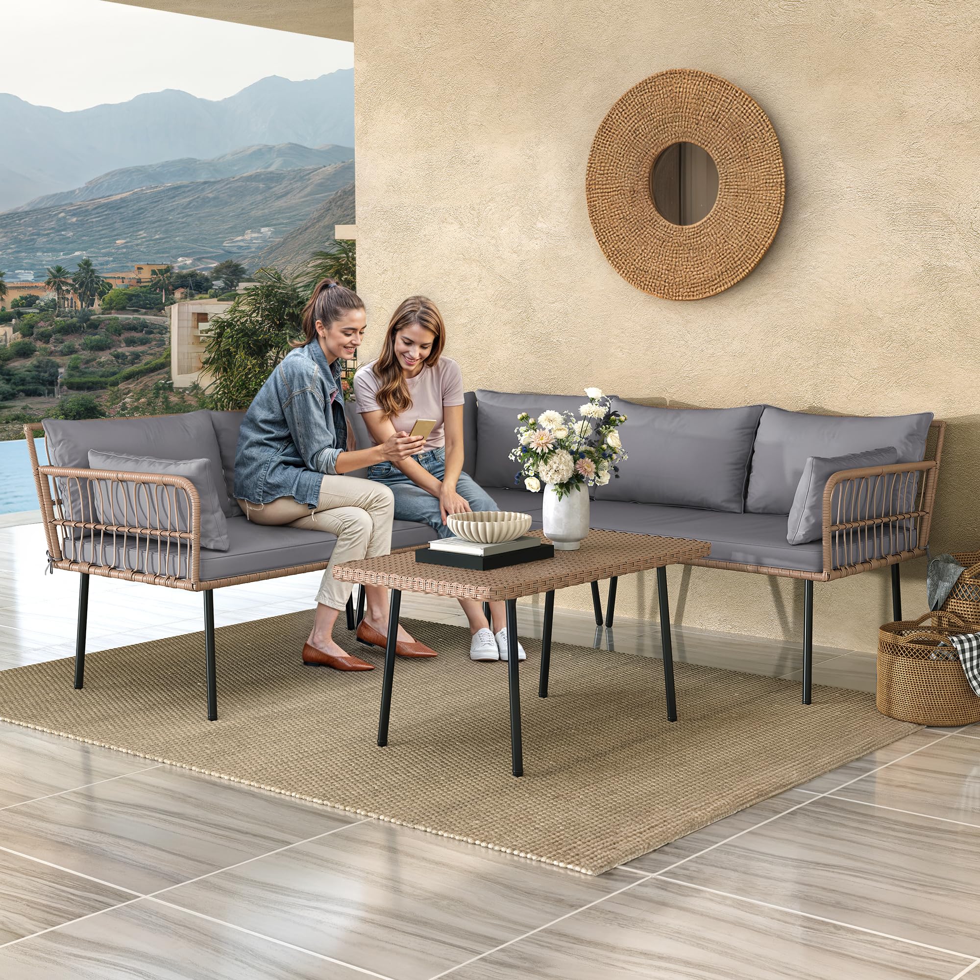 4-Piece Wicker Patio Conversation Set