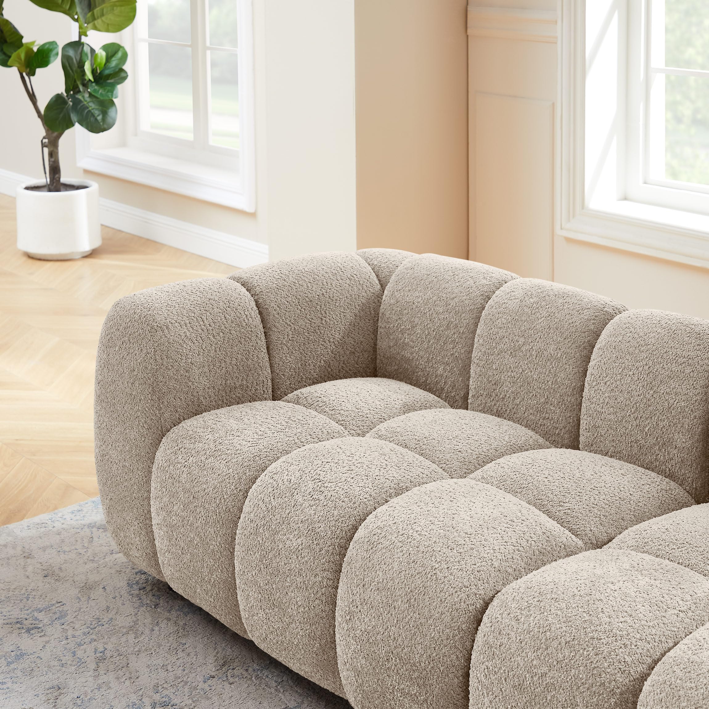 88" Oversized Boucle Sofa Modern Tufted Cloud Couch
