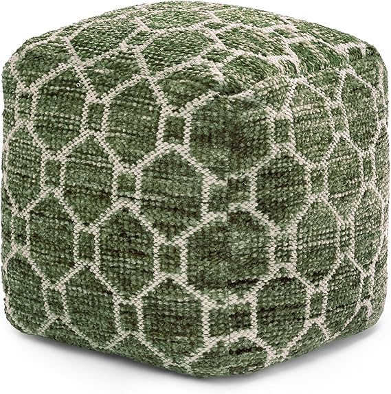 Handmade Pouf Ottoman Footrest - 20" x 20" x 20" Red