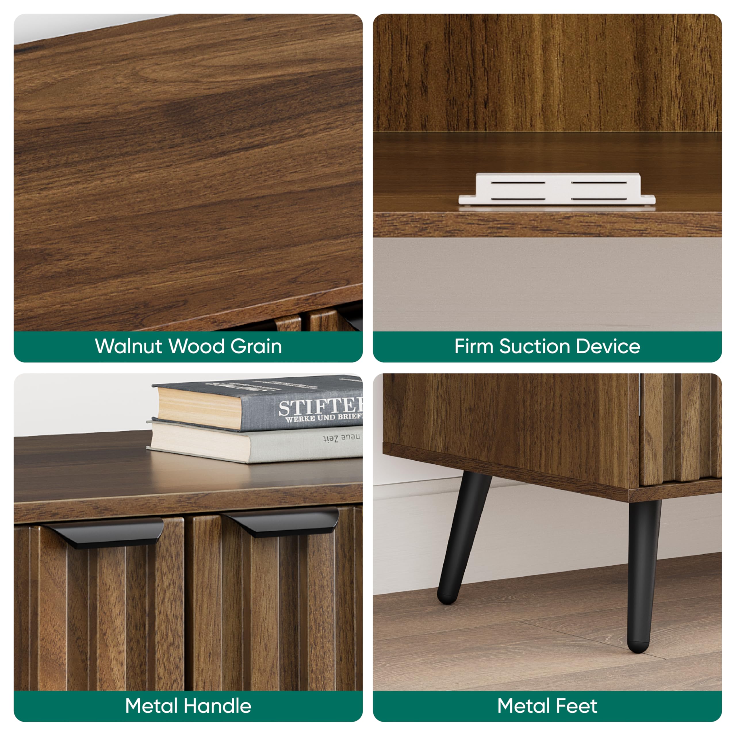 Fluted Sideboard Cabinet with Adjustable Shelf