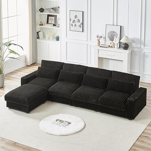 L-Shaped Modular Sectional Sofa with Ottoman