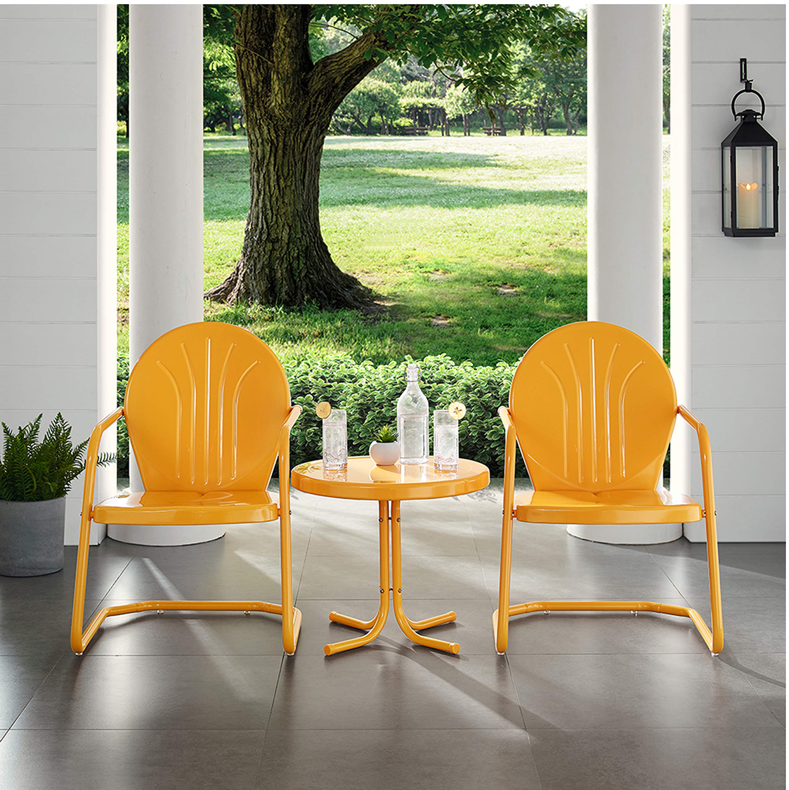 3-Piece Metal Outdoor Bistro Set with Chairs and Side Table