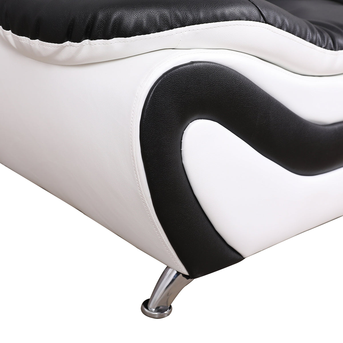 3-Piece Modern Sofa Set with Tufted Back - Black and White Faux Leather