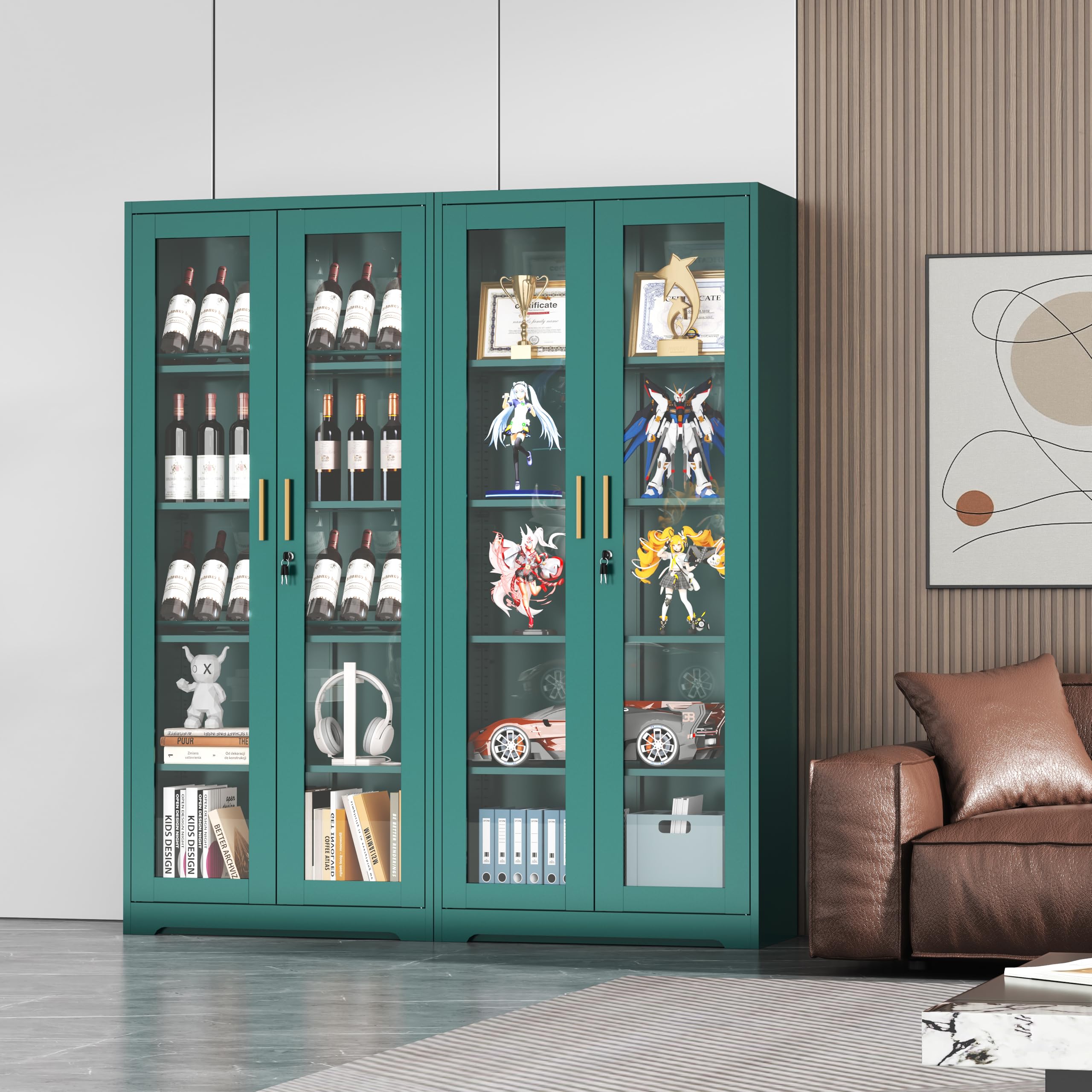 Metal Display Cabinet with Glass Doors