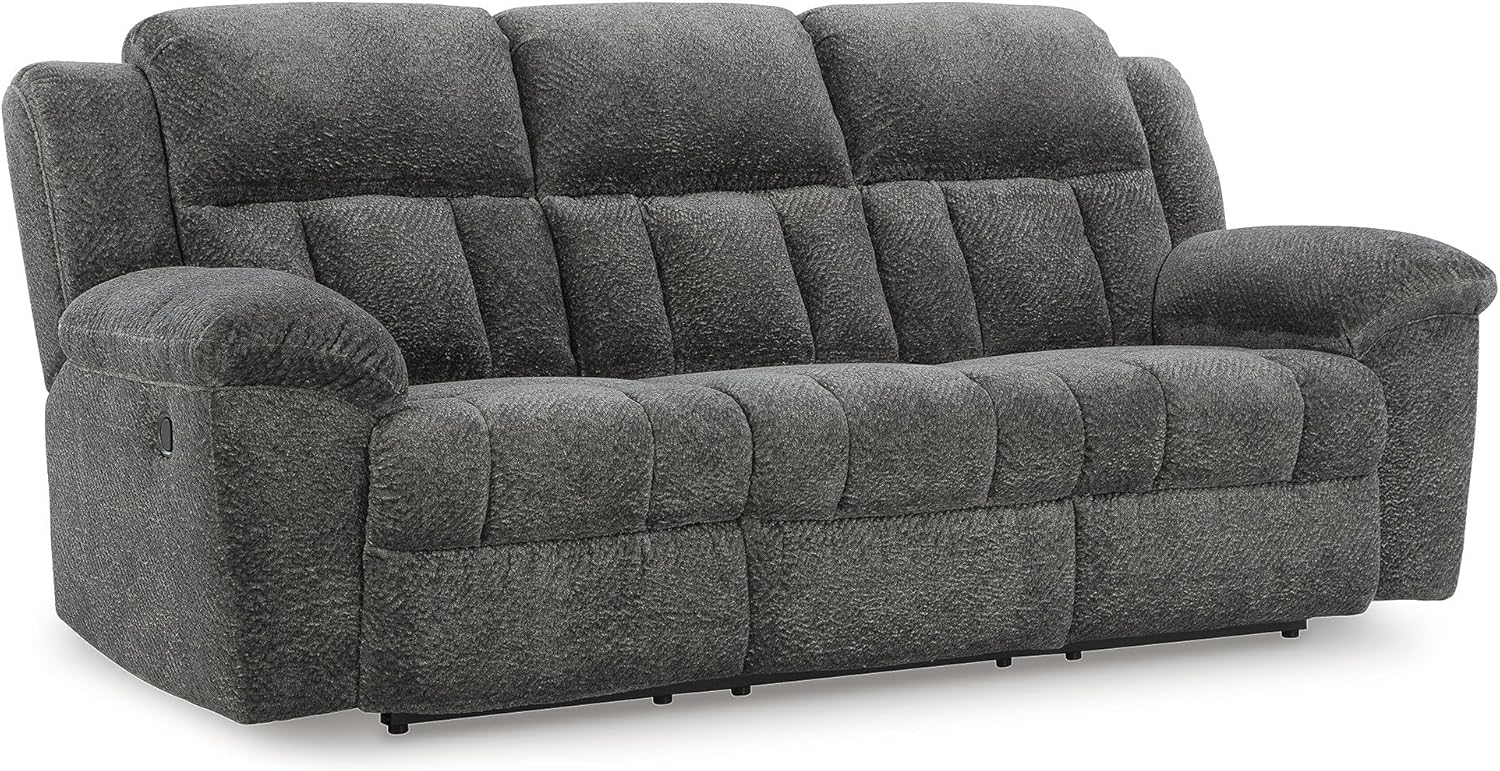 Mocha Chenille Reclining Sofa with Drop-Down Table