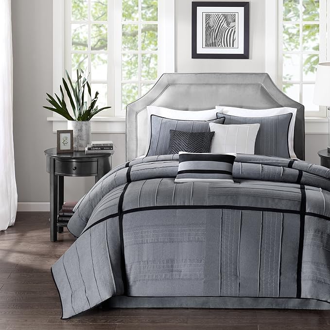 Pieced Suede Comforter Set King 7 Piece