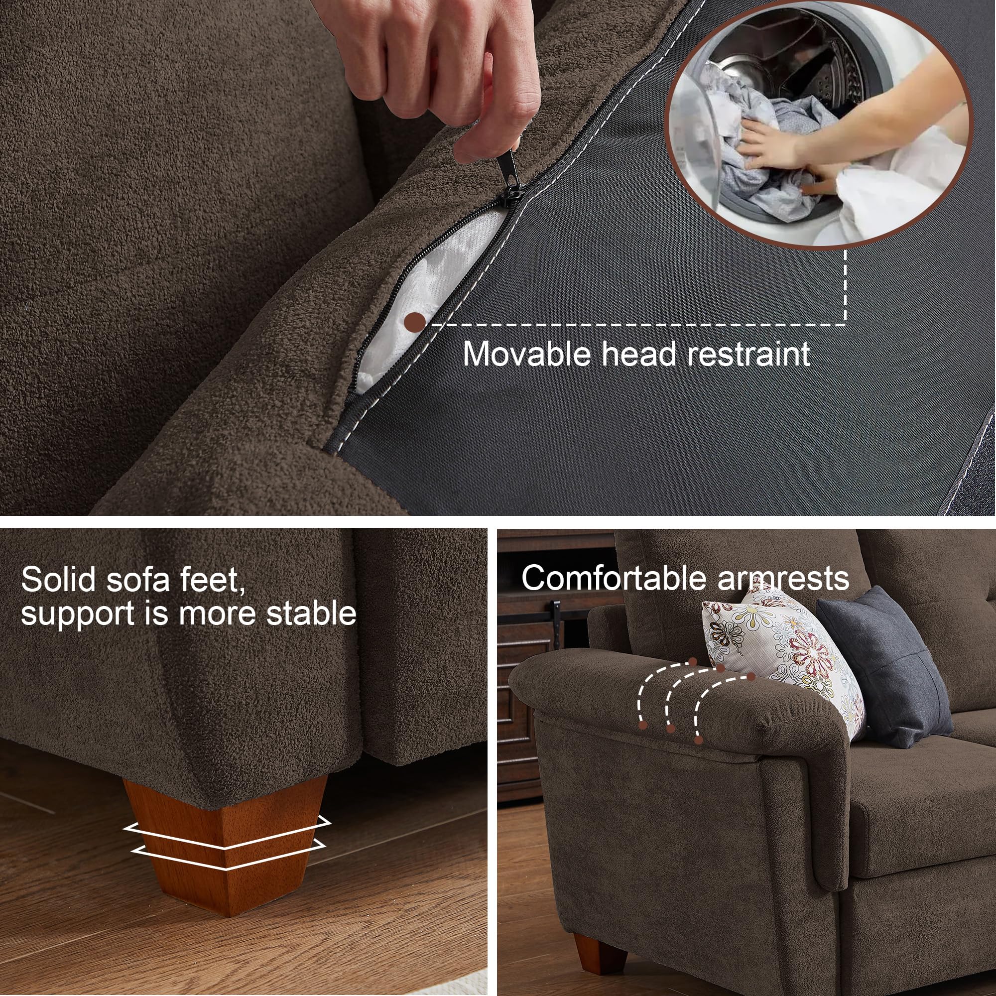 109" Convertible L-Shaped Sectional Sofa with Storage