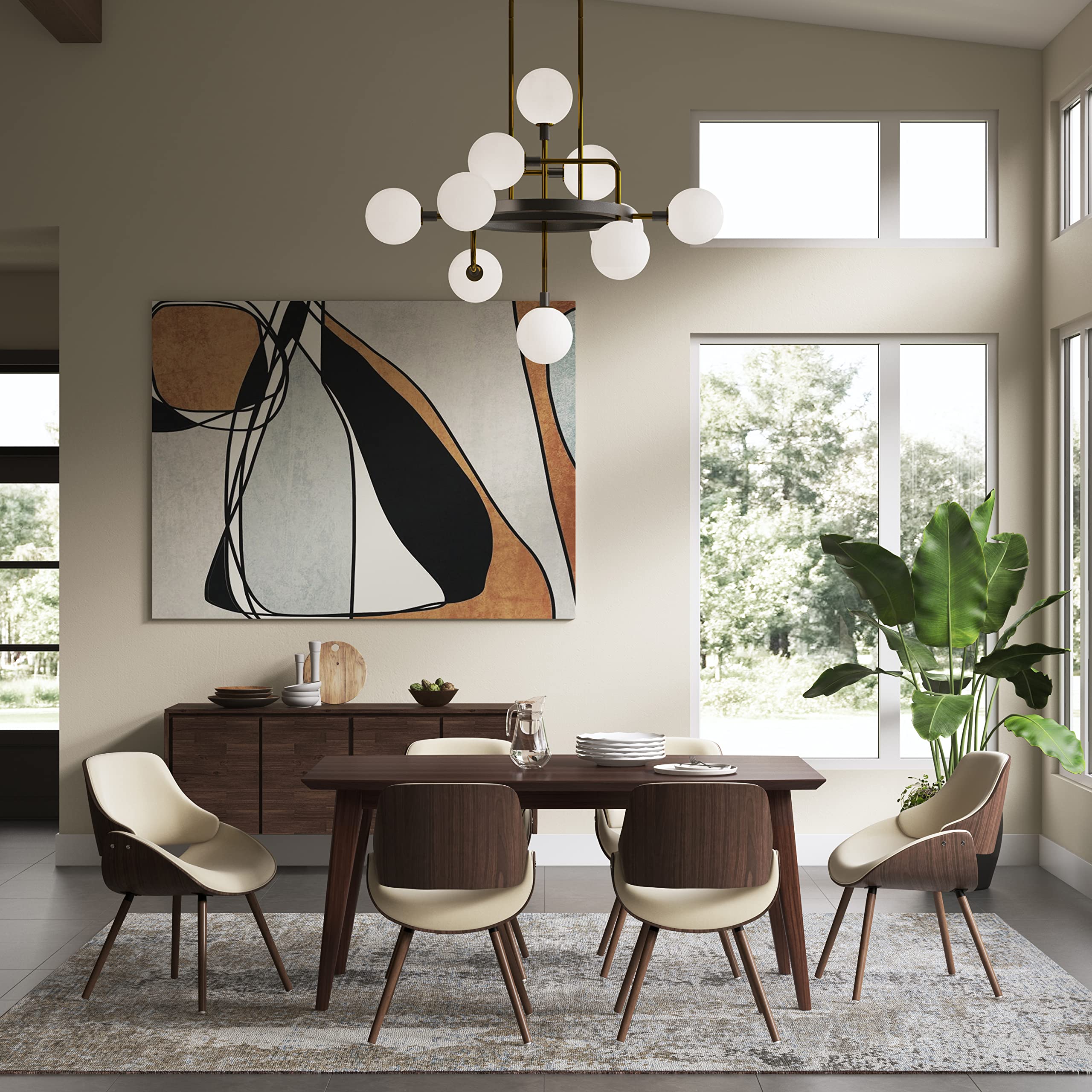 Malden Upholstered Dining Chair with Curved Bentwood Back