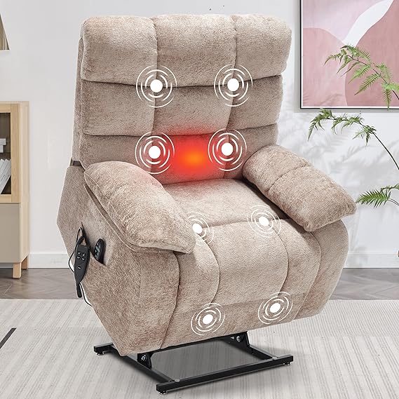 Dual Motor Lift Recliner Chair with Massage and Heat