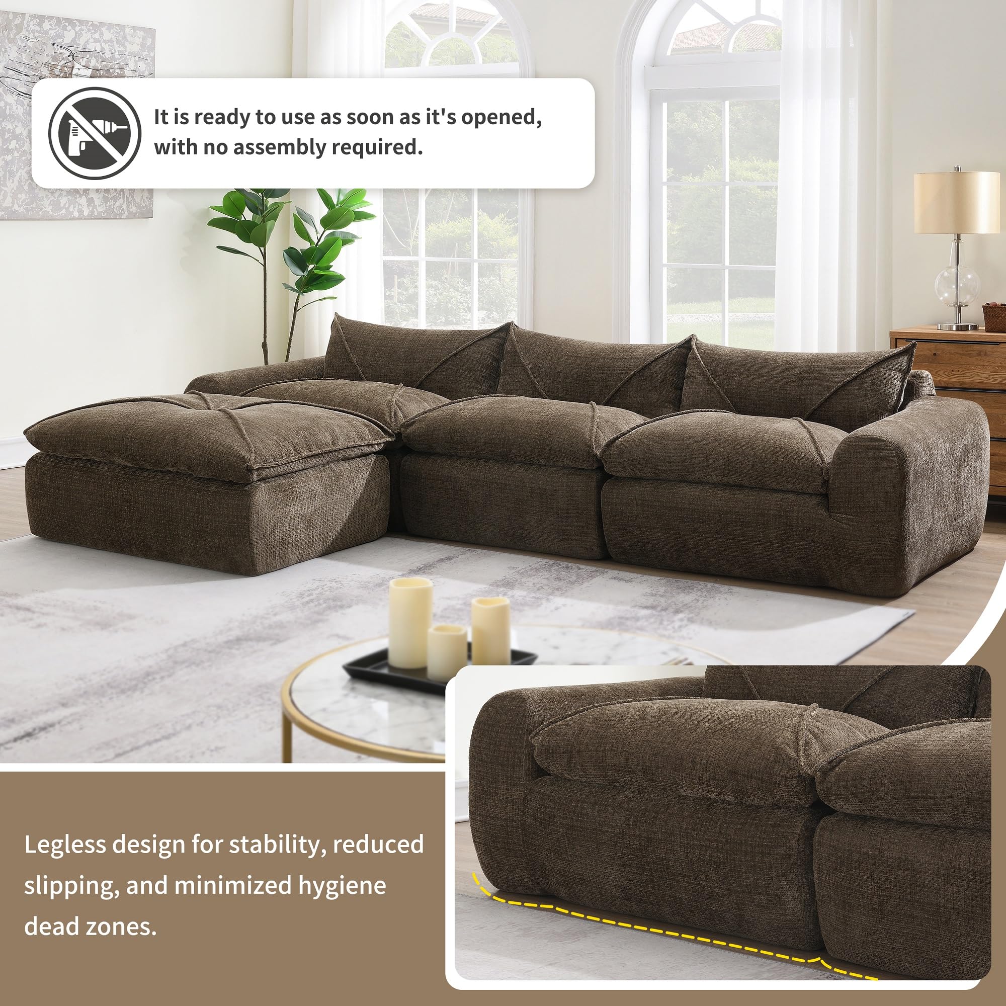 Oversized Modular Chenille Cloud Sectional Sofa
