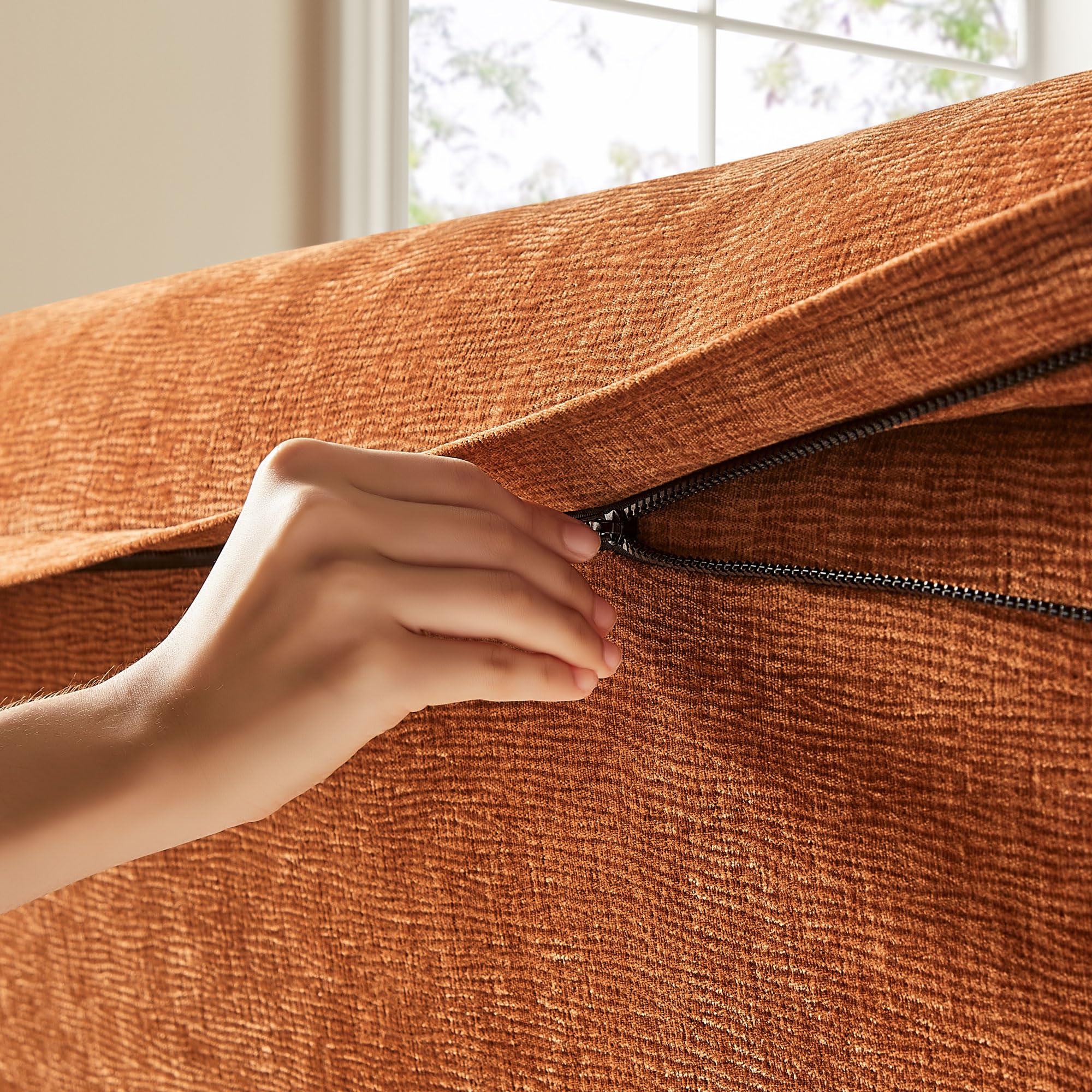 VANOMi 92.9" Sofa Couch for Living Room, Modern Comfy 3-Seater Cloud Sofas, Chenille Small Couches for Small Spaces, Upholstered Deep Seat Couch for Bedroom, Apartment (Curry)