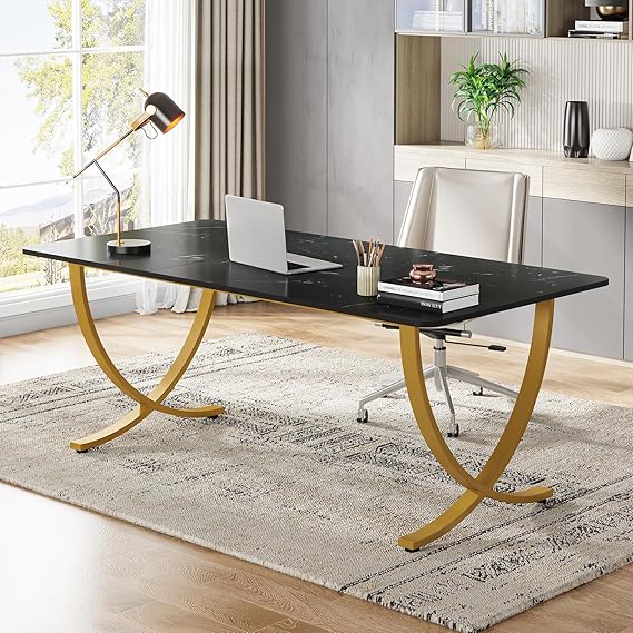 63" Executive Desk White Gold Conference Table