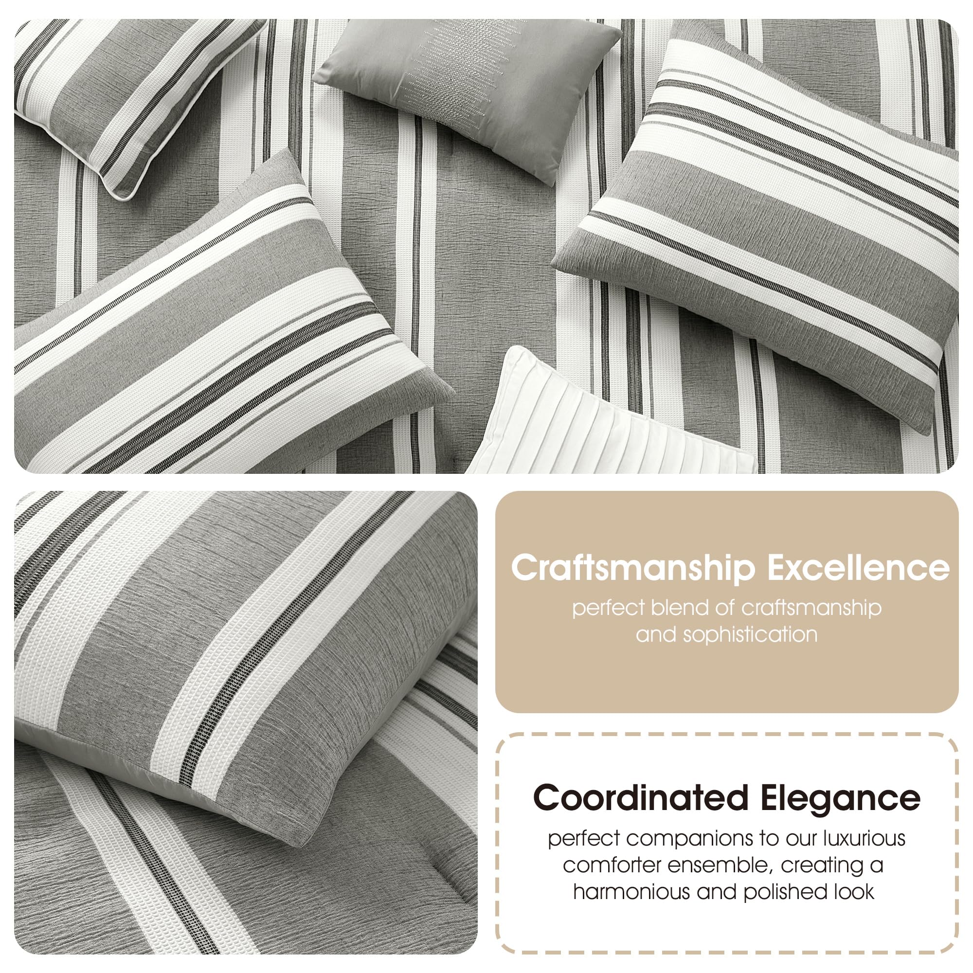 7-Piece Queen Comforter Set with Geometric Jacquard Pattern