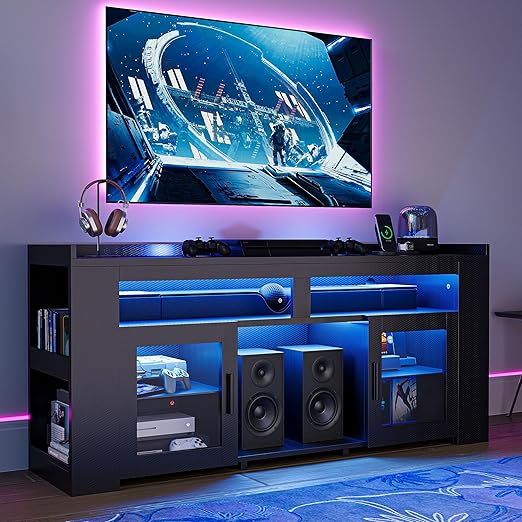 LED TV Stand with Charging Station & RGB Lighting