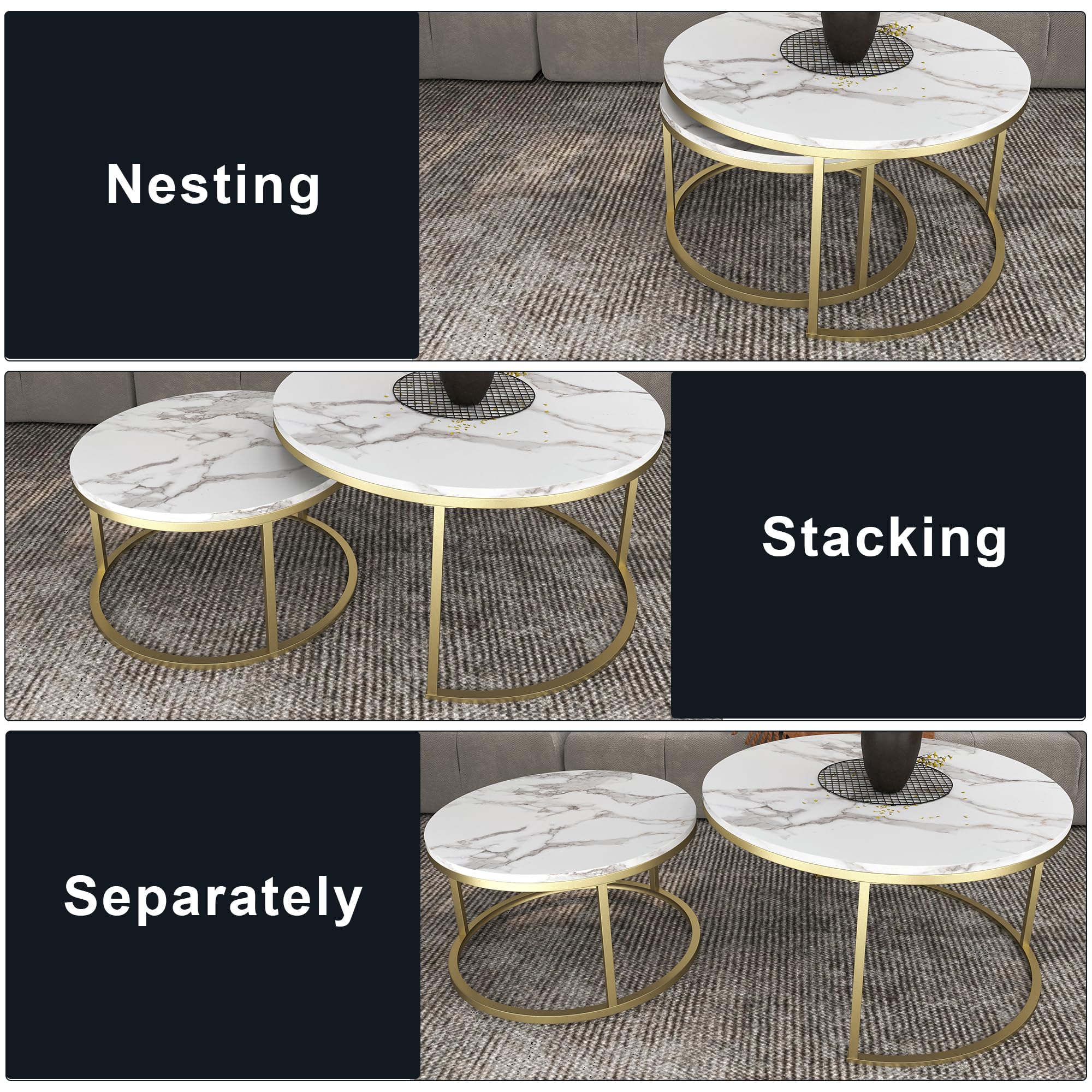 Round Nesting Coffee Table Set of 2