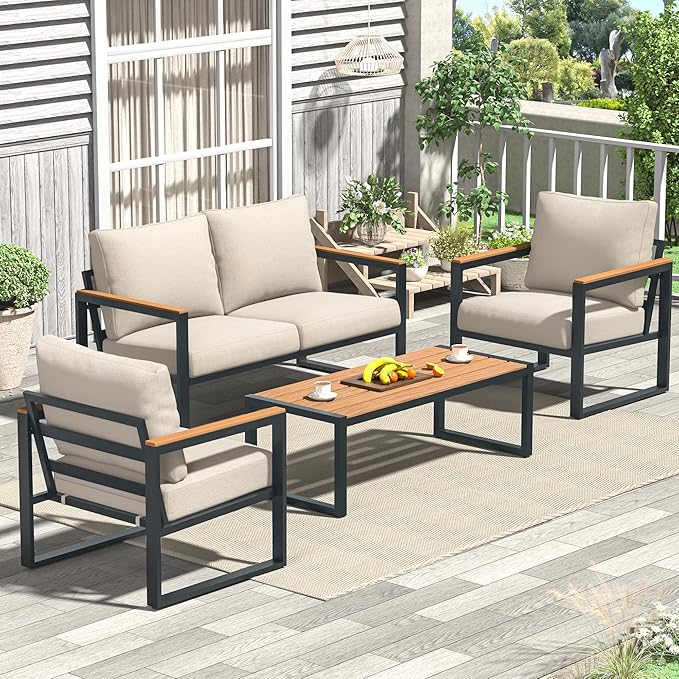 4-Piece Patio Conversation Set with Coffee Table