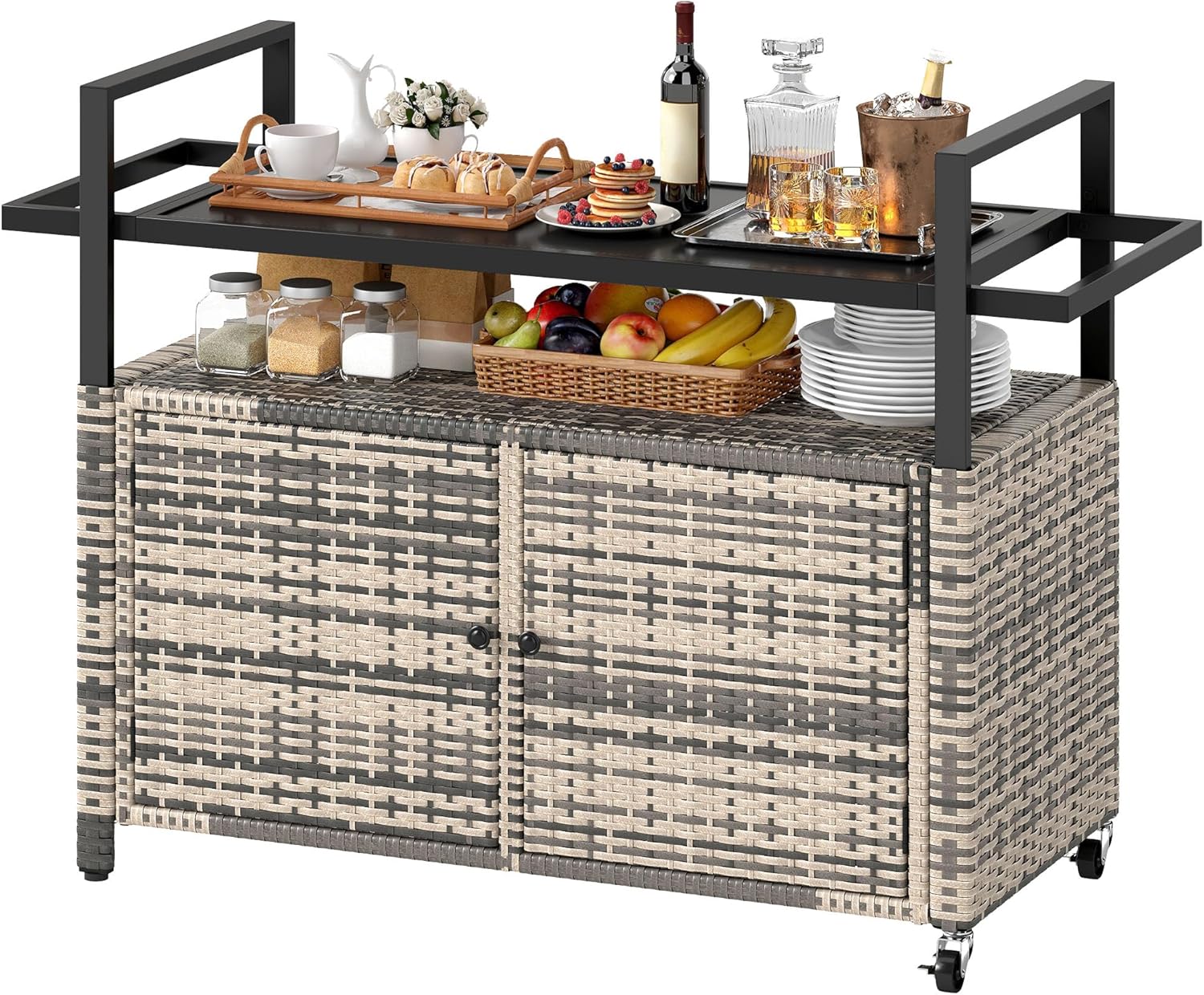 XL Patio Storage Cabinet with Wood Top