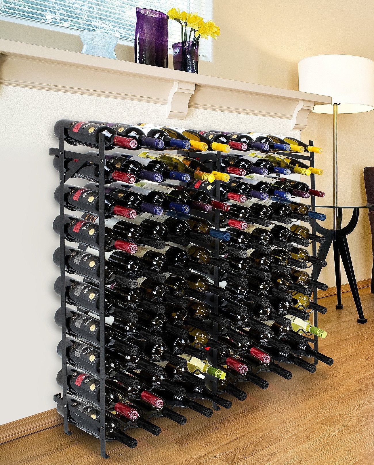 40 Bottle Wine Rack Floor Standing Metal Storage