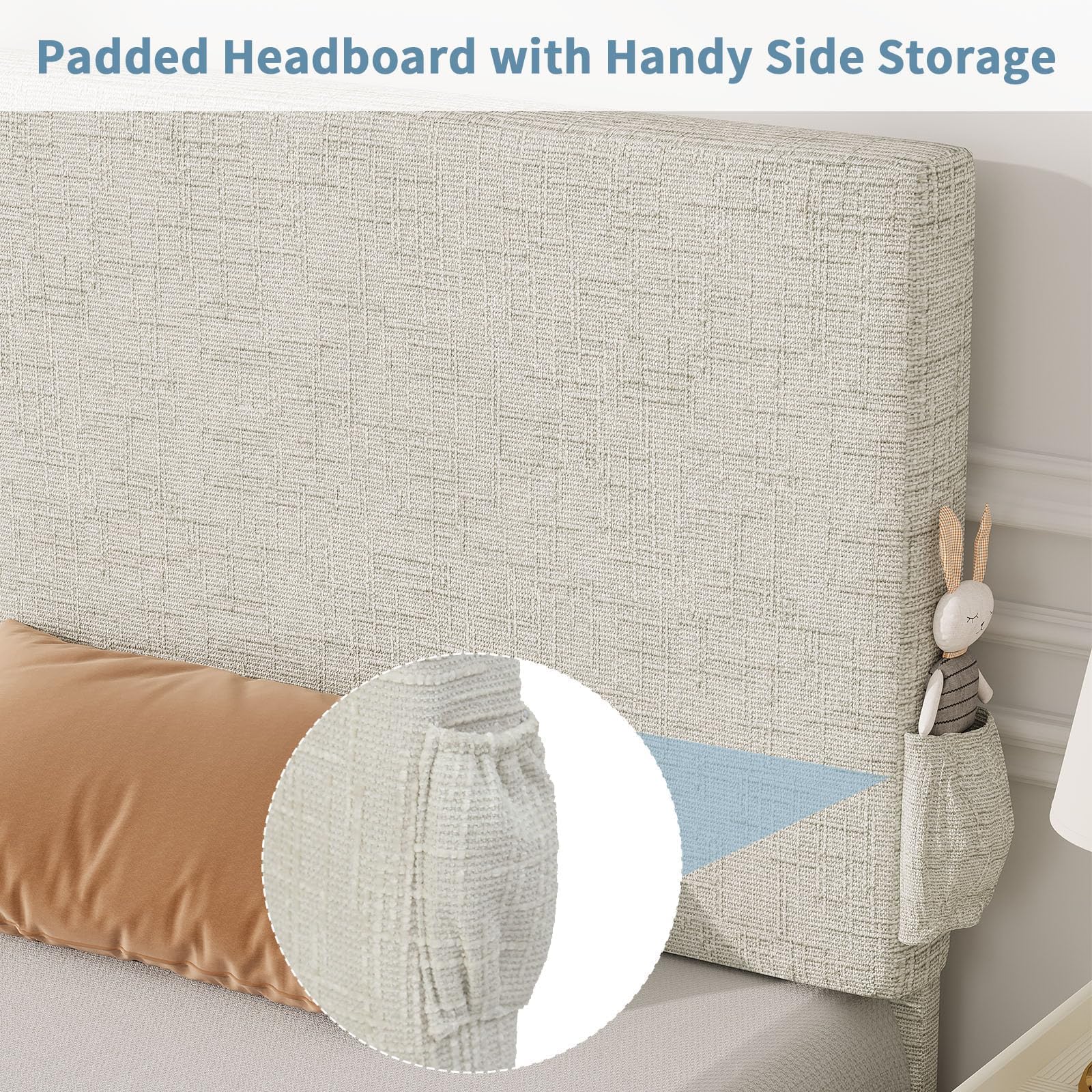 Twin Upholstered Platform Bed with Headboard