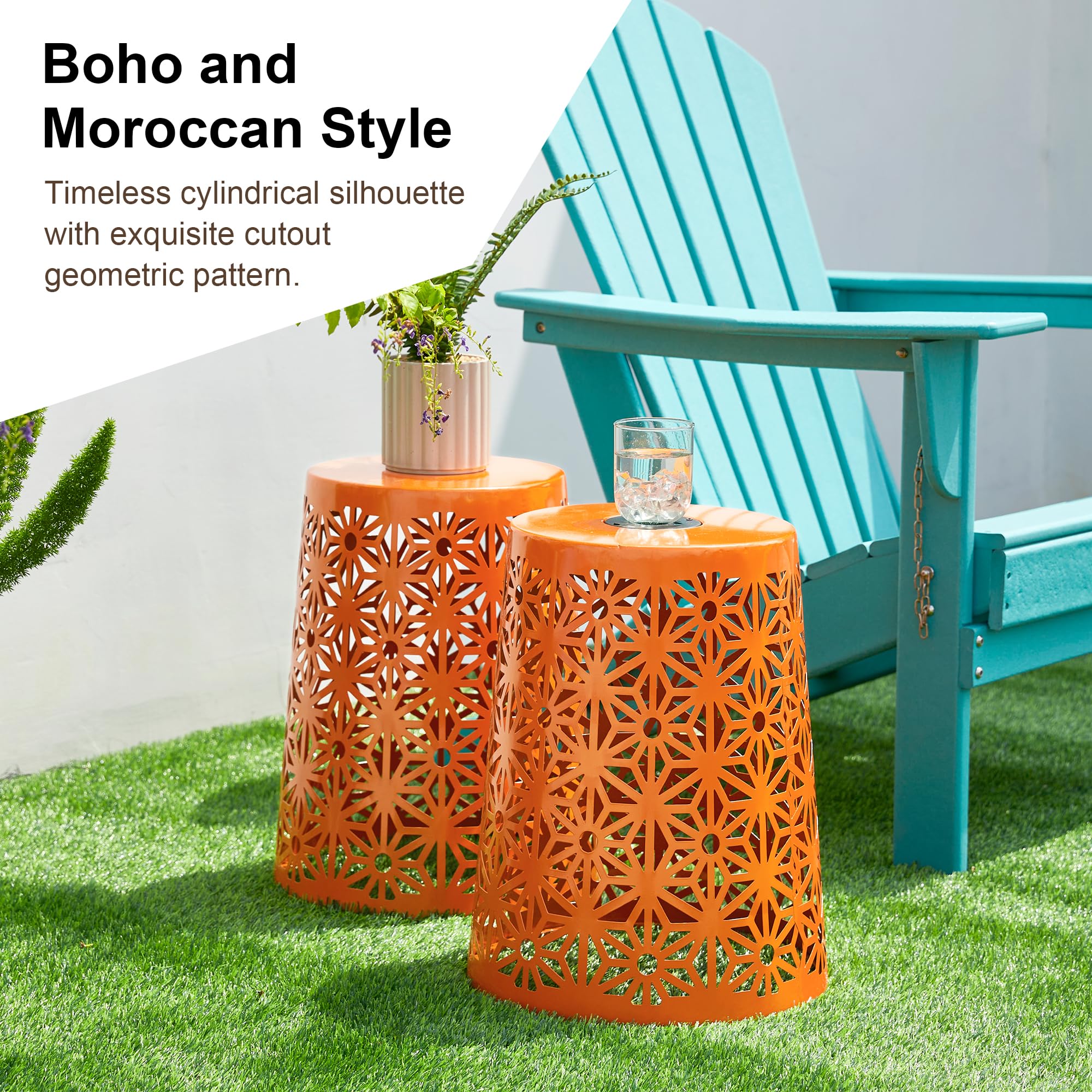 Solar Outdoor Side Table Set of 2
