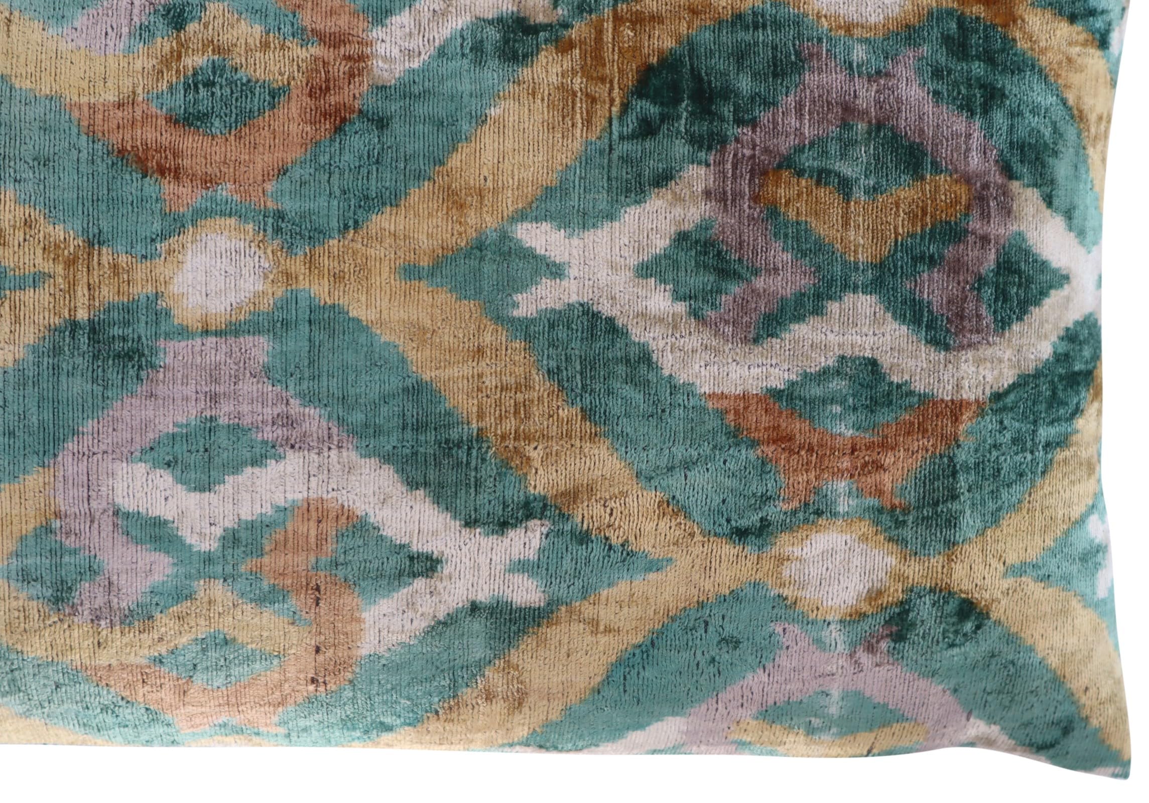 Handmade Velvet Ikat Throw Pillow 16x24