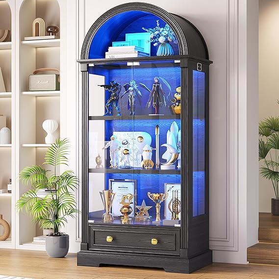 Lighted Glass Display Cabinet with Motion Sensor LED