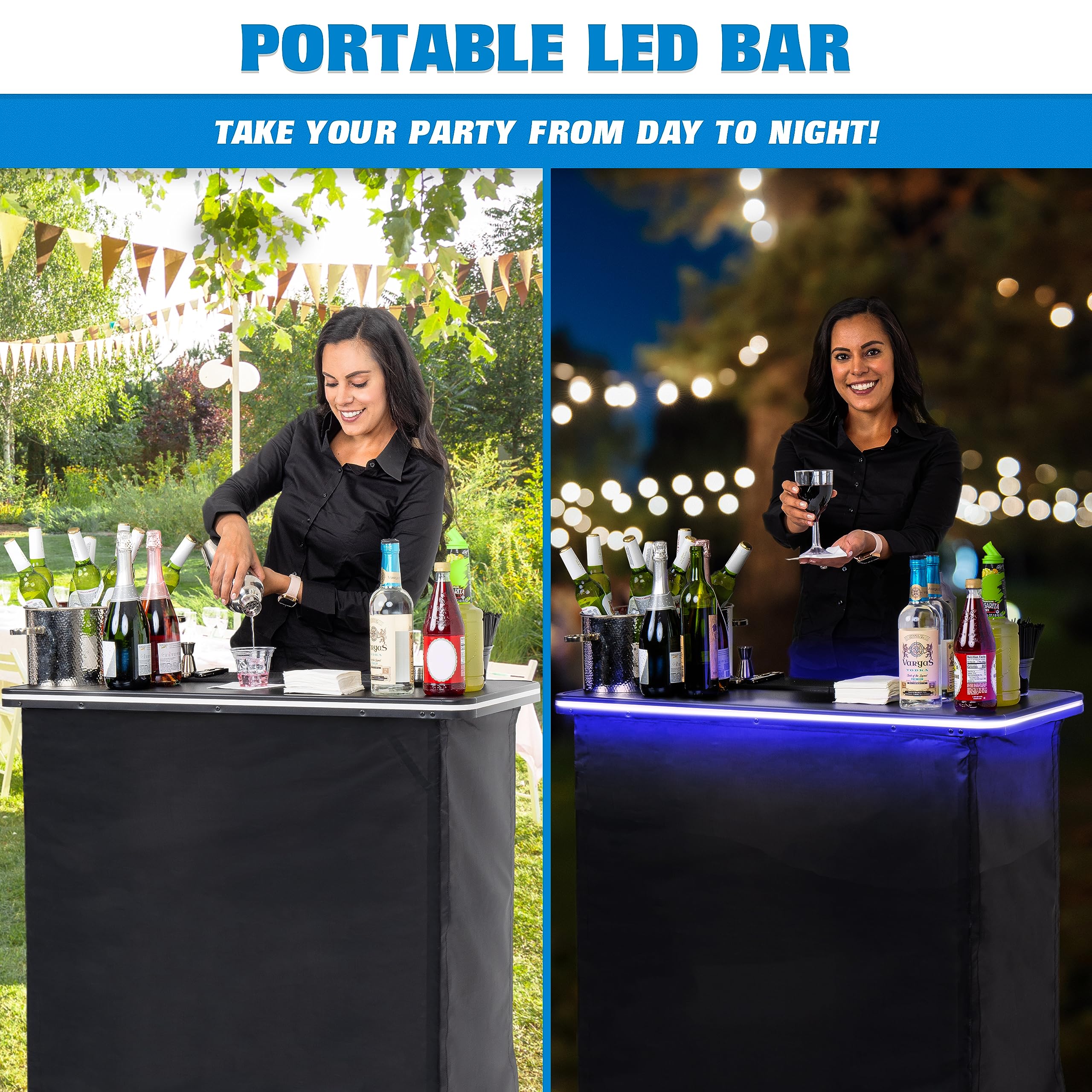 LED Portable Bar Table with Multi-Color Lights