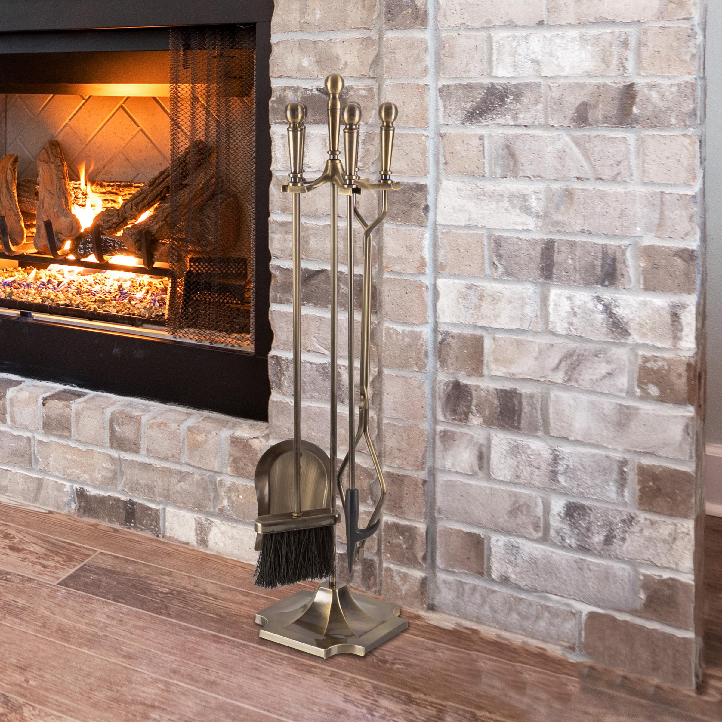 5-Piece Fireplace Tool Set with Stand