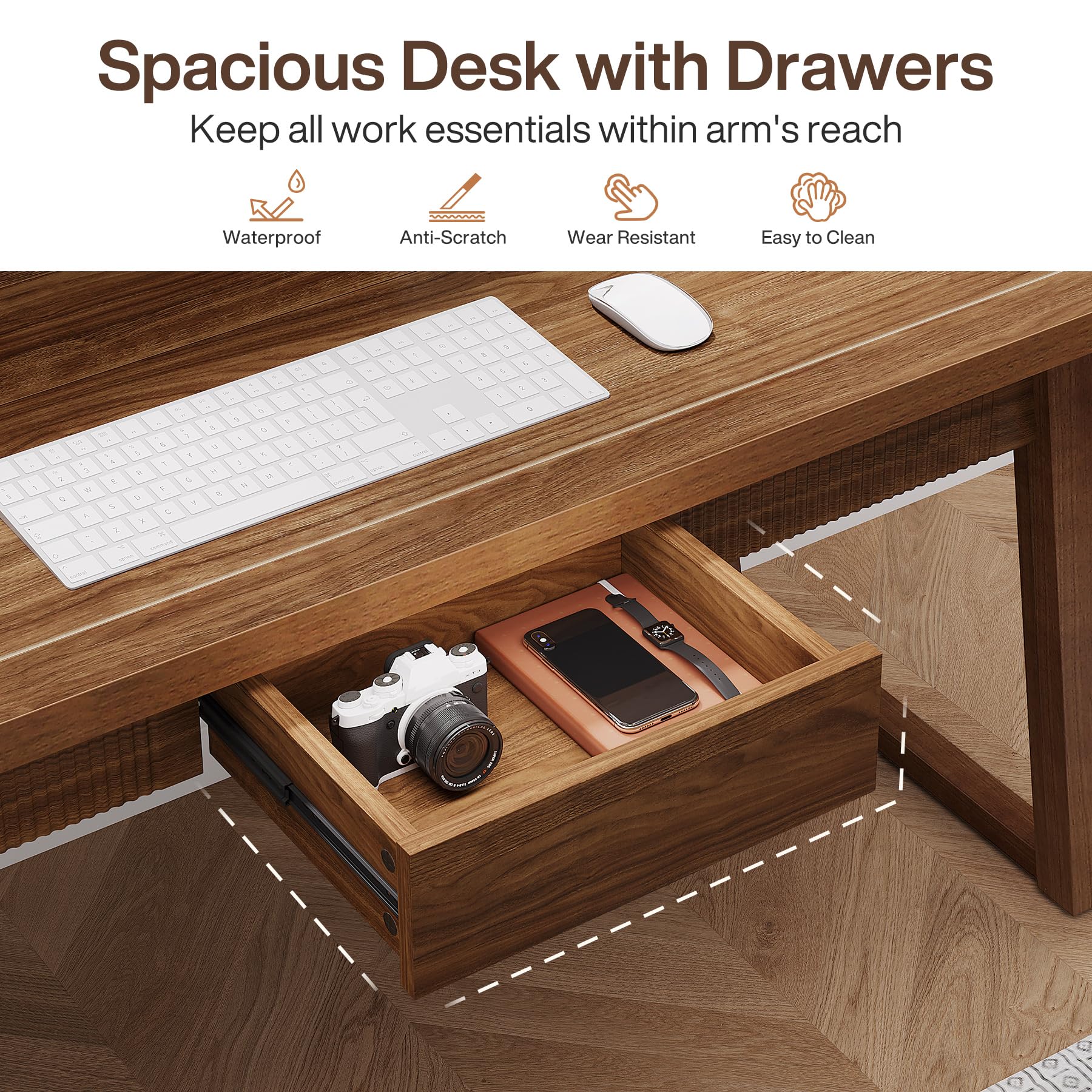55" Executive Desk with Drawer