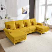 U-Shaped Sectional Sofa with Double Chaise and USB Ports