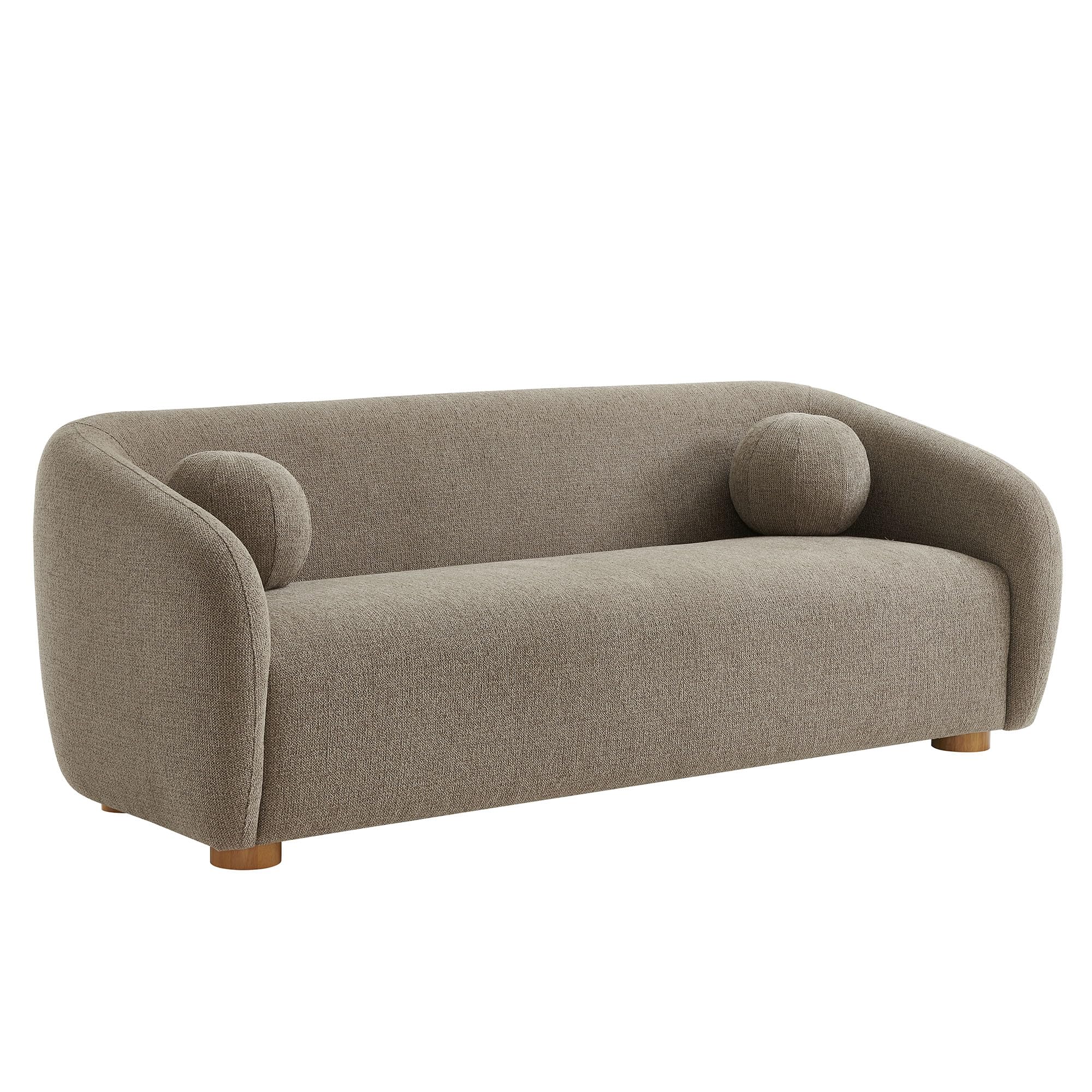 85 Inch Curved Back Sofa with Ball Throw Pillows