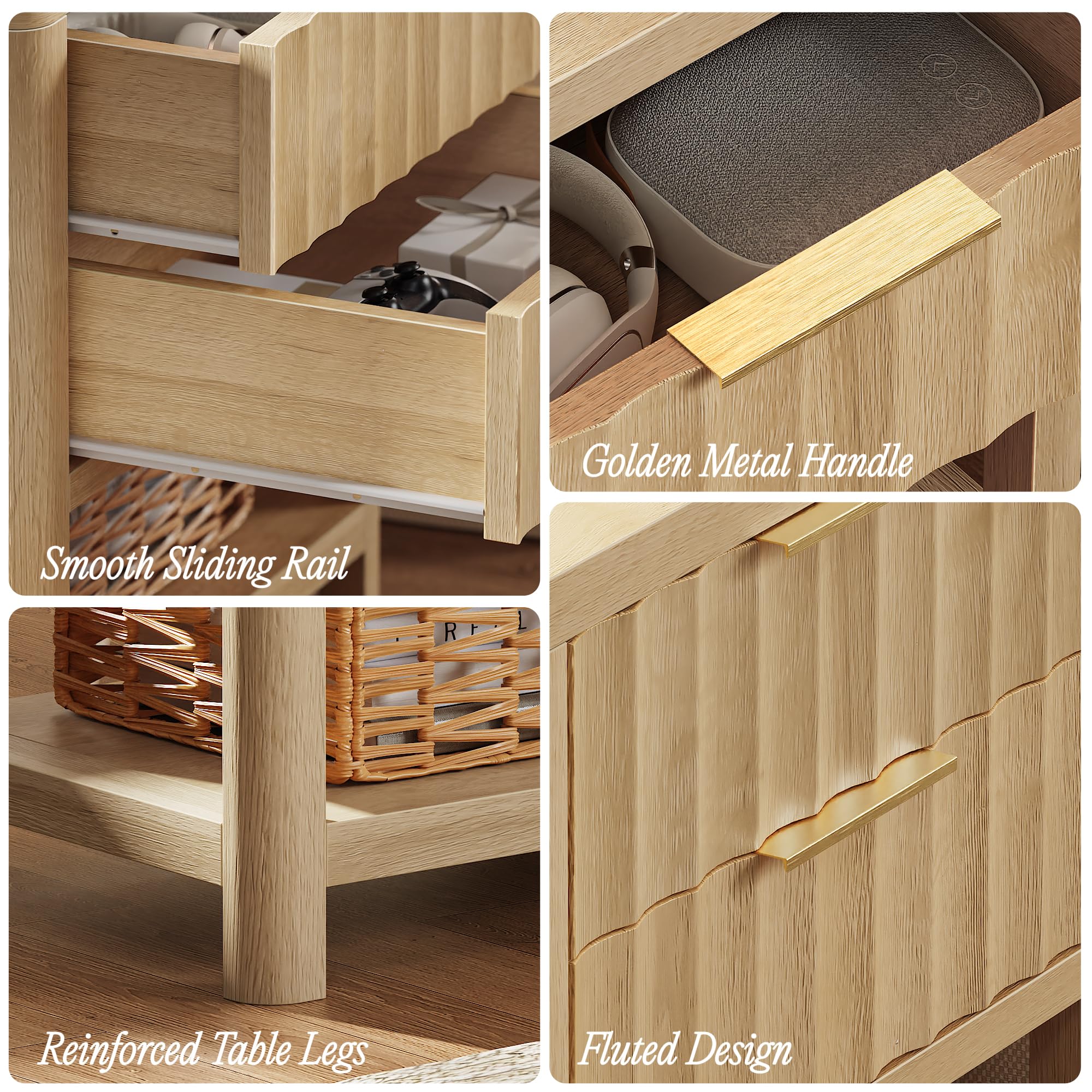 Tall Nightstand with Charging Station