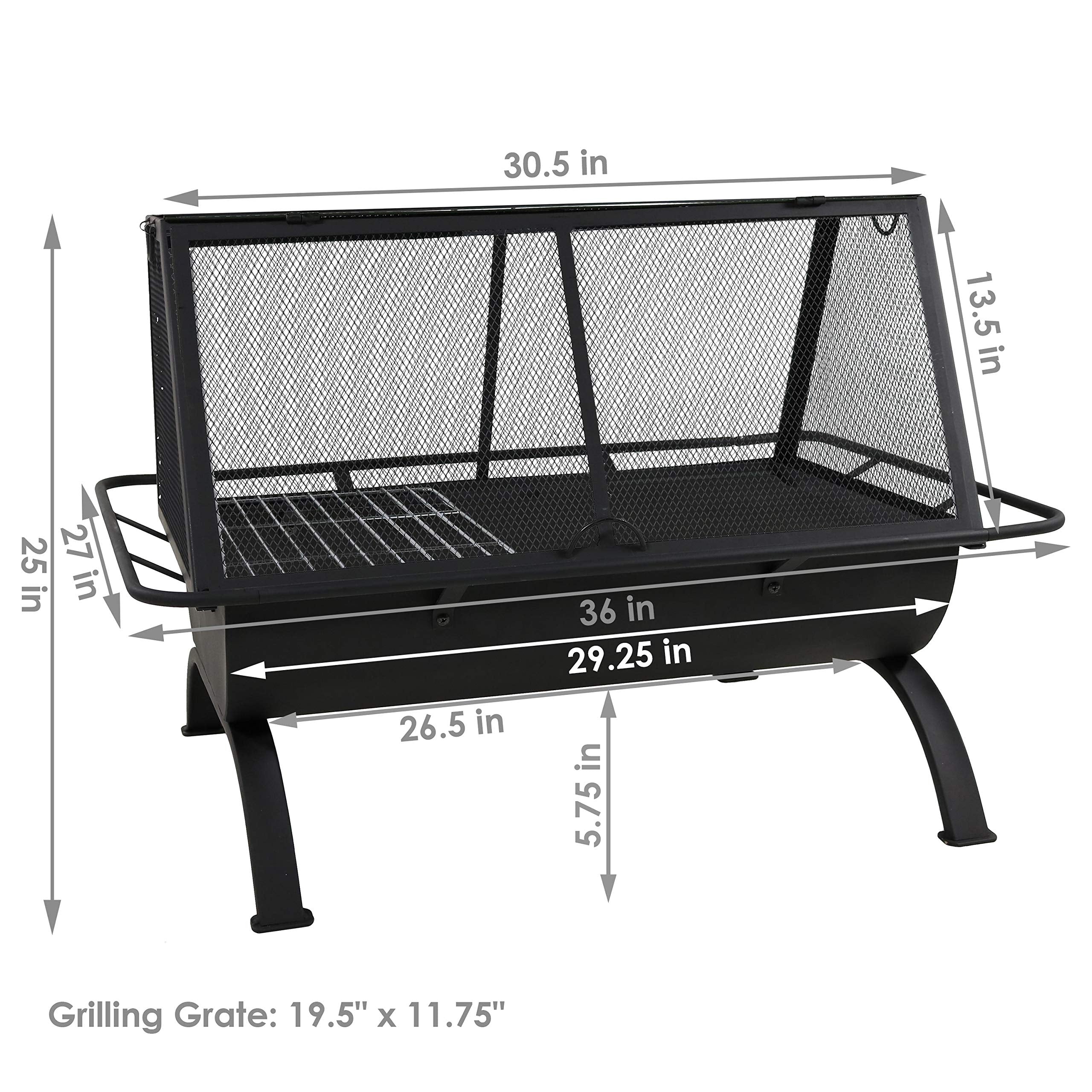 Rectangular Steel Fire Pit with Cooking Grate