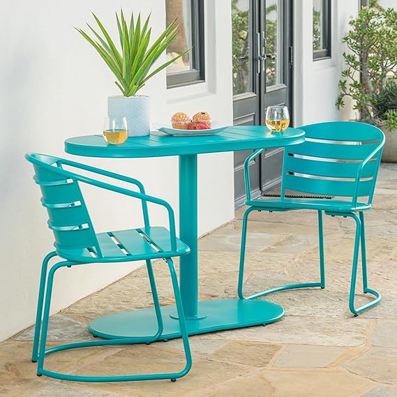 3-Piece Retro Bistro Set with Oval Table
