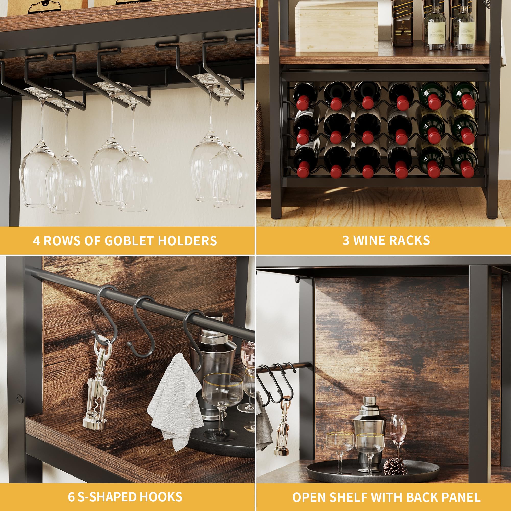 5-Tier Baker's Rack with Power Outlet and Wine Storage