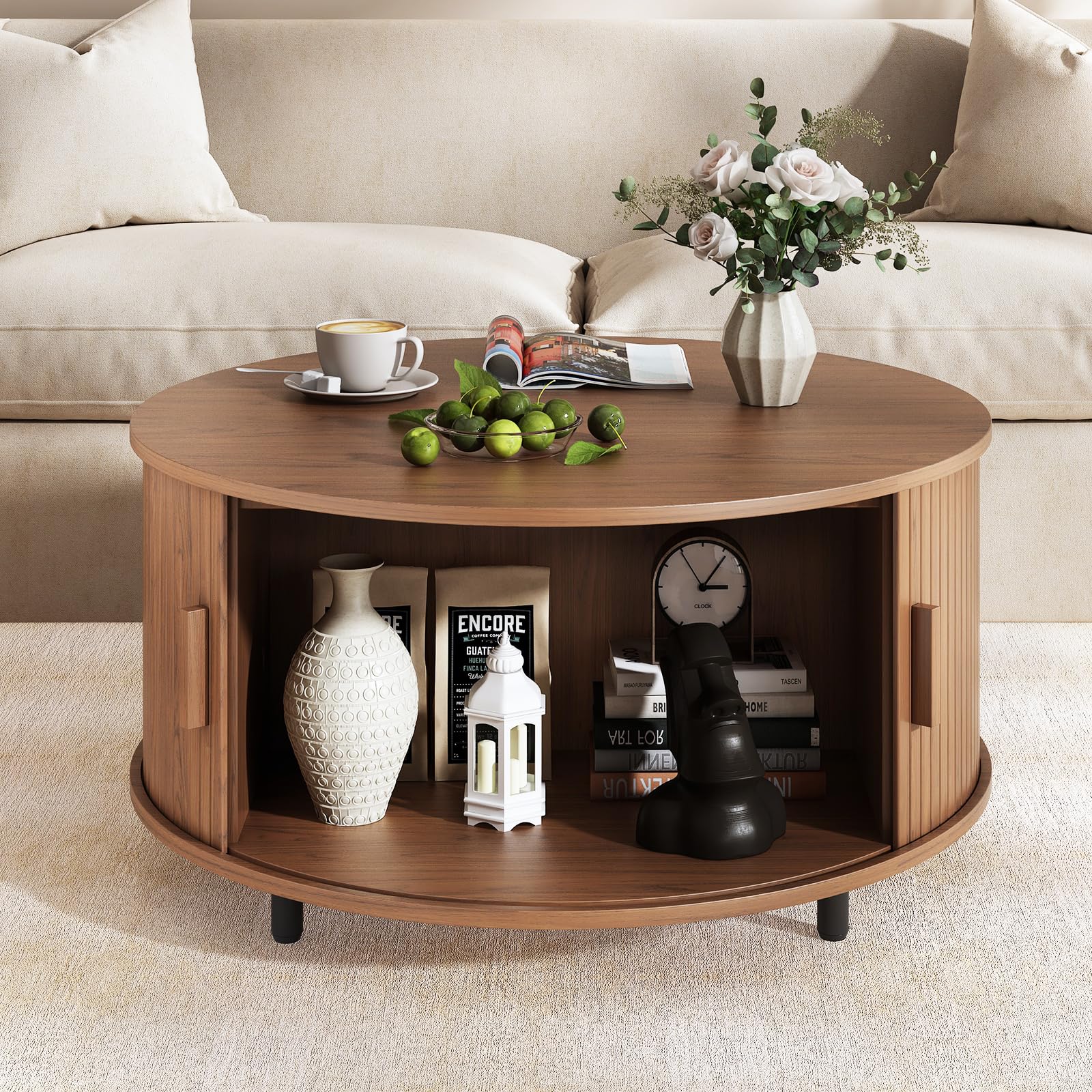 Round Coffee Table with Storage