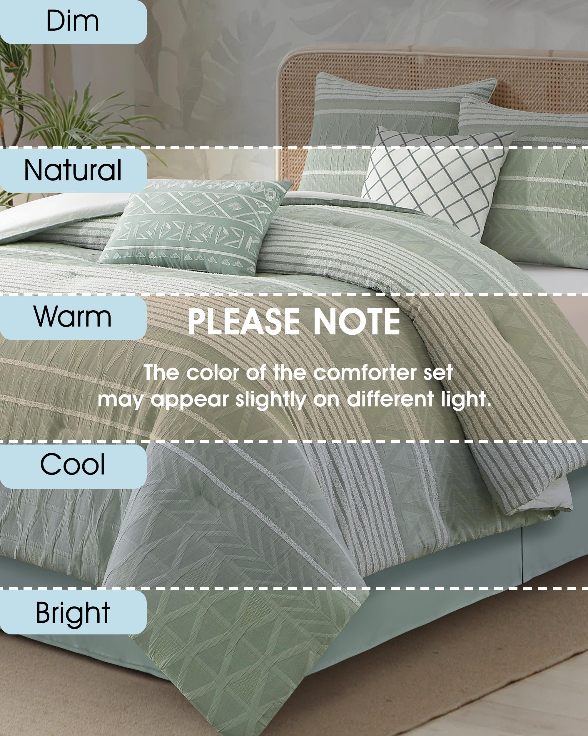 King Geometric Jacquard Comforter Set - Sage