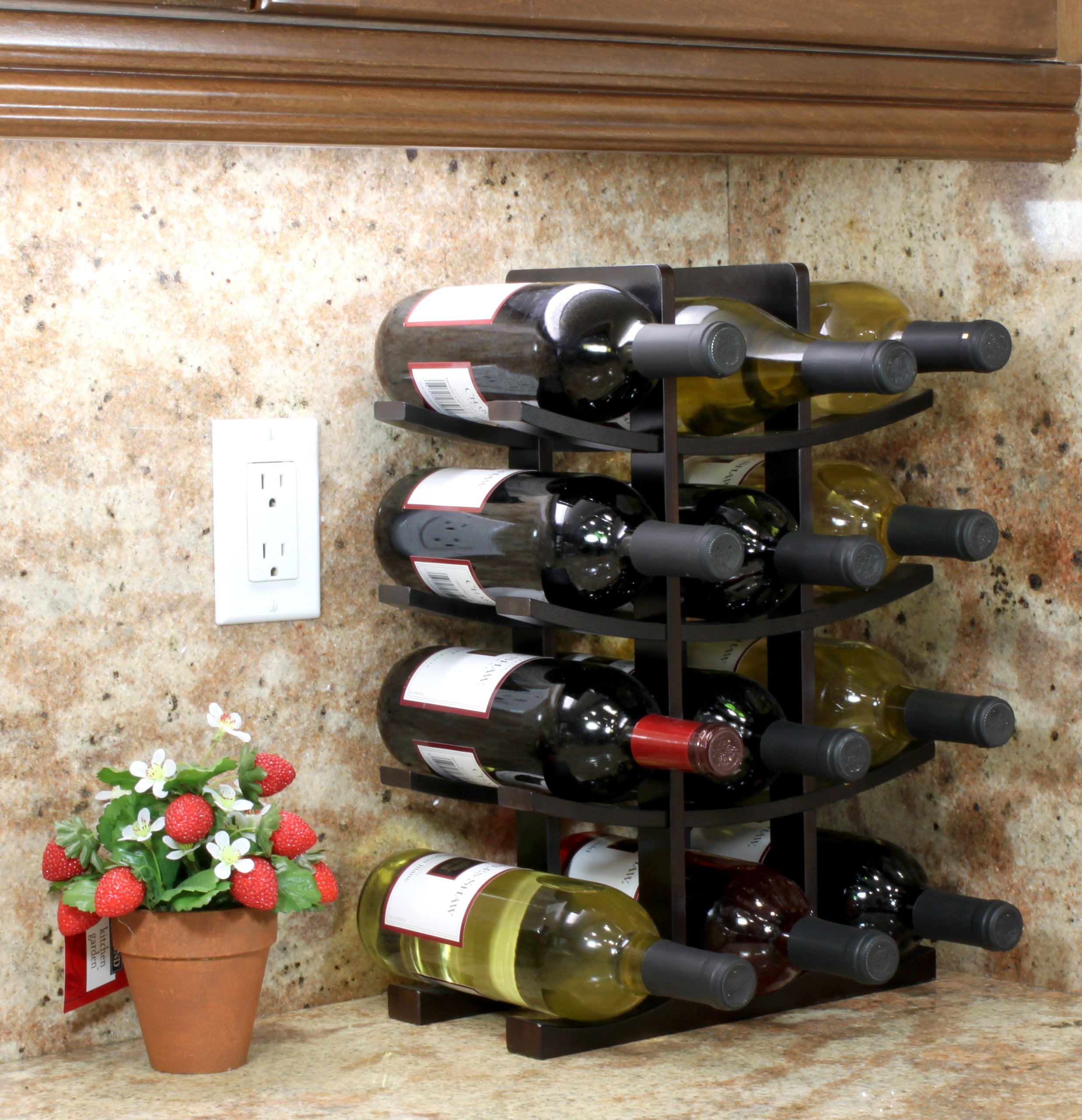 12-Bottle Bamboo Wine Rack Dark Espresso