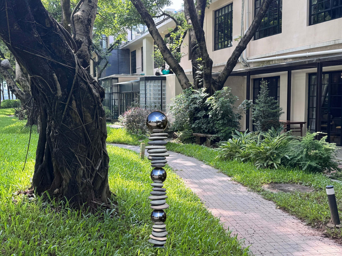 32" Stainless Steel Sphere Sculpture Garden Stake